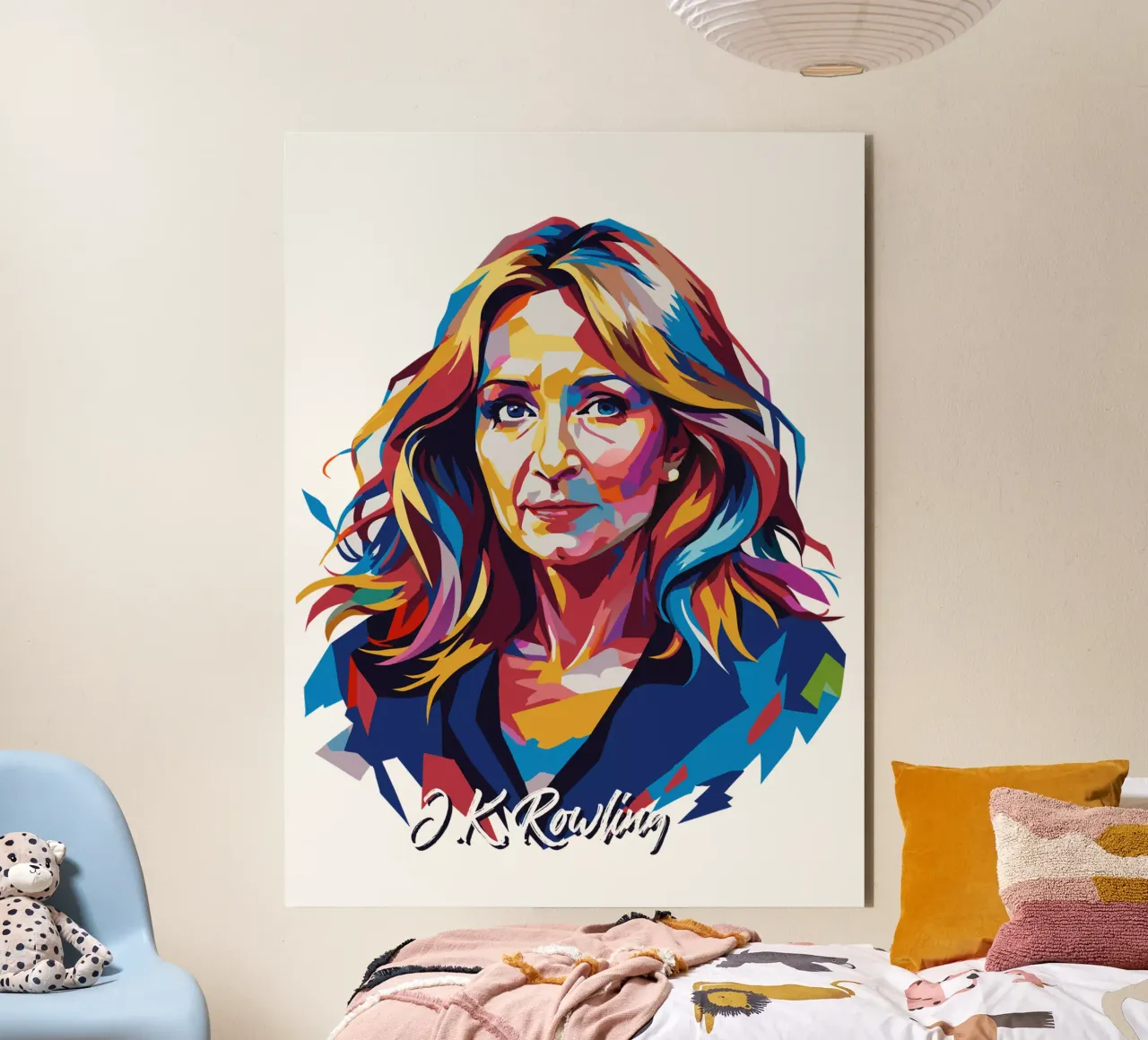 J.K. Rowling in WPAP Pop Art alluminio dibond da vectorartnesia