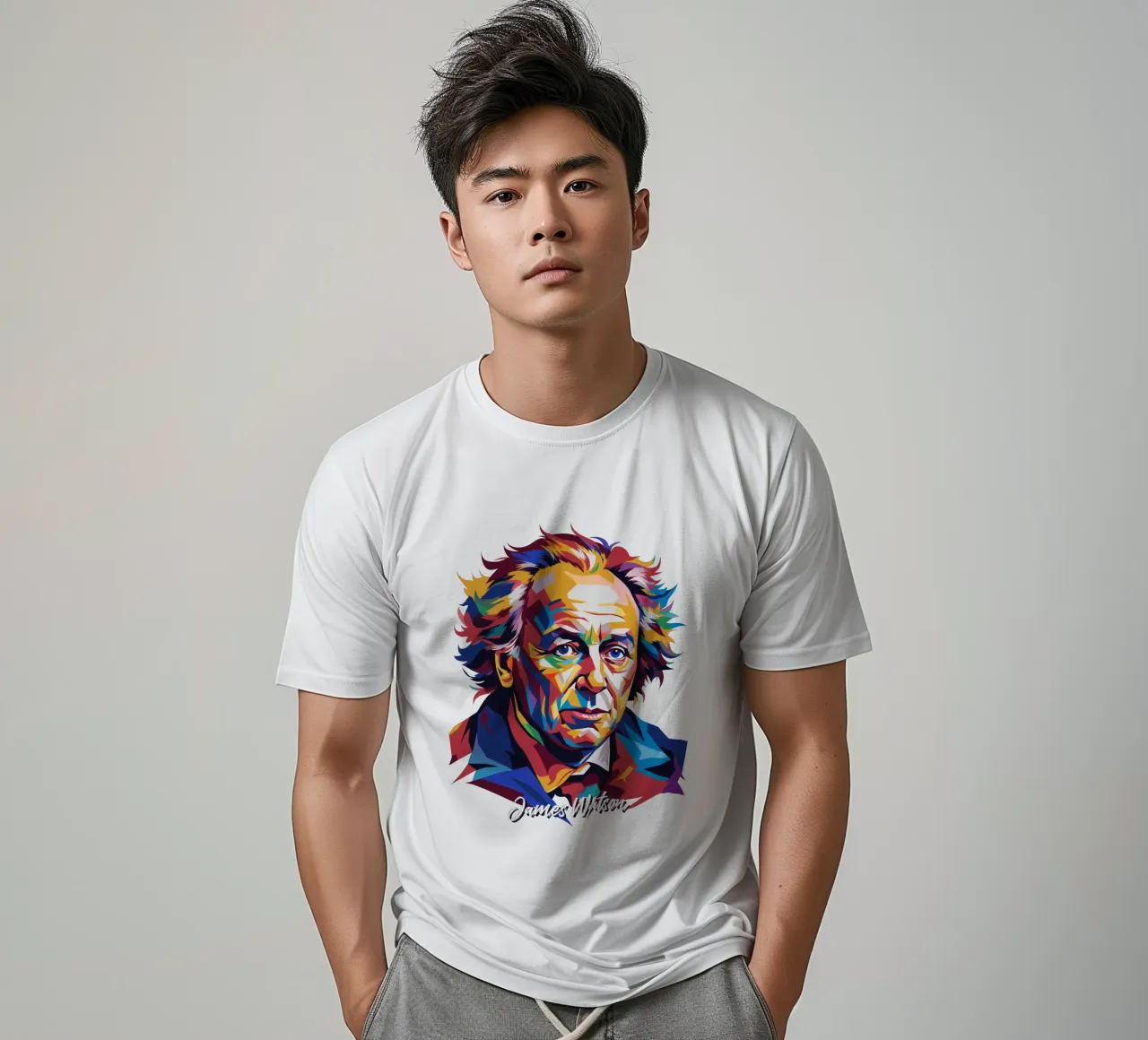 James Watson in WPAP Pop Art t-shirt da vectorartnesia