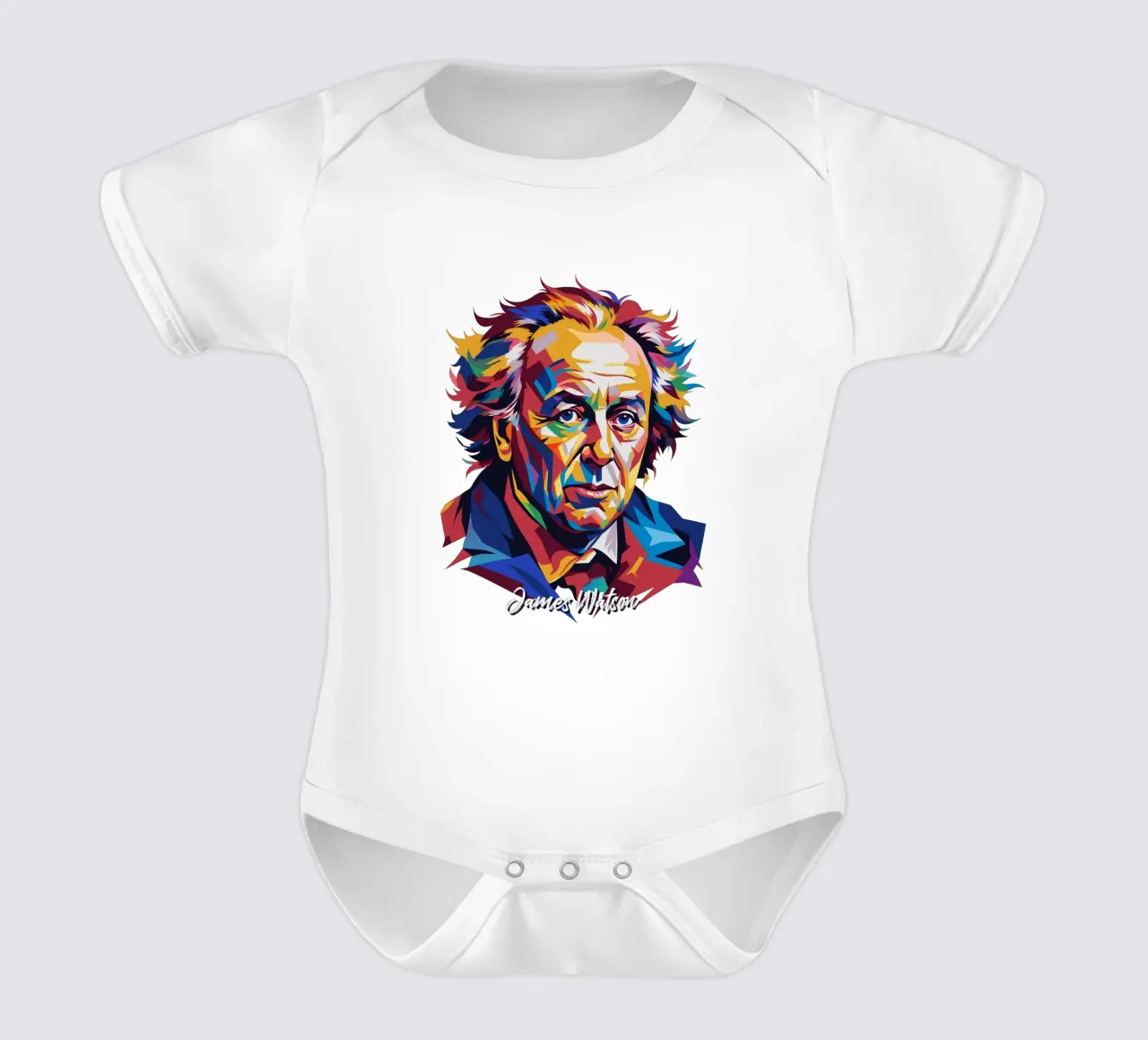 James Watson in WPAP Pop Art babyrompertje korte mouwen van vectorartnesia