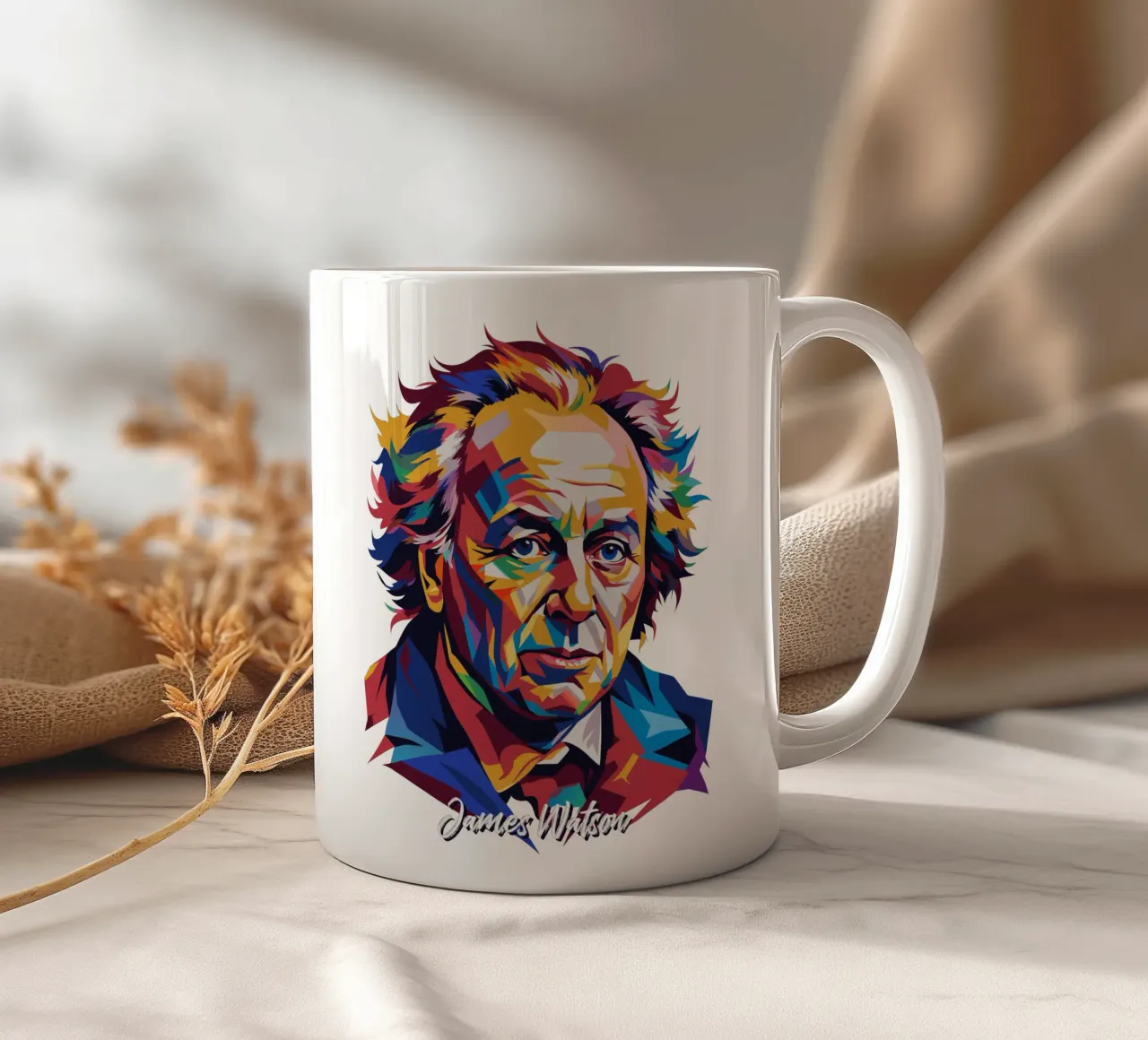 James Watson in WPAP Pop Art keramische mok van vectorartnesia