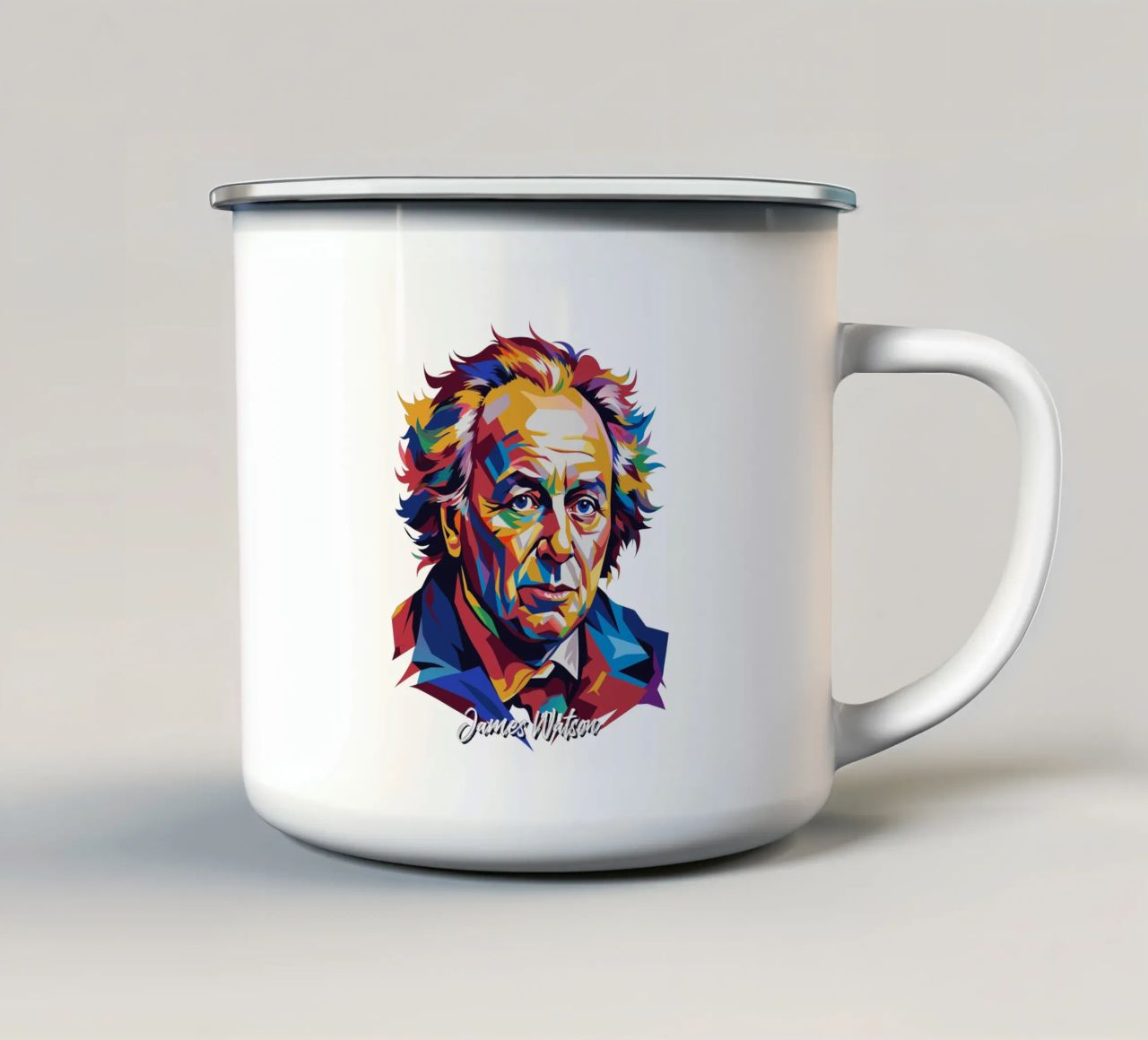 James Watson in WPAP Pop Art tazza in smalto da vectorartnesia