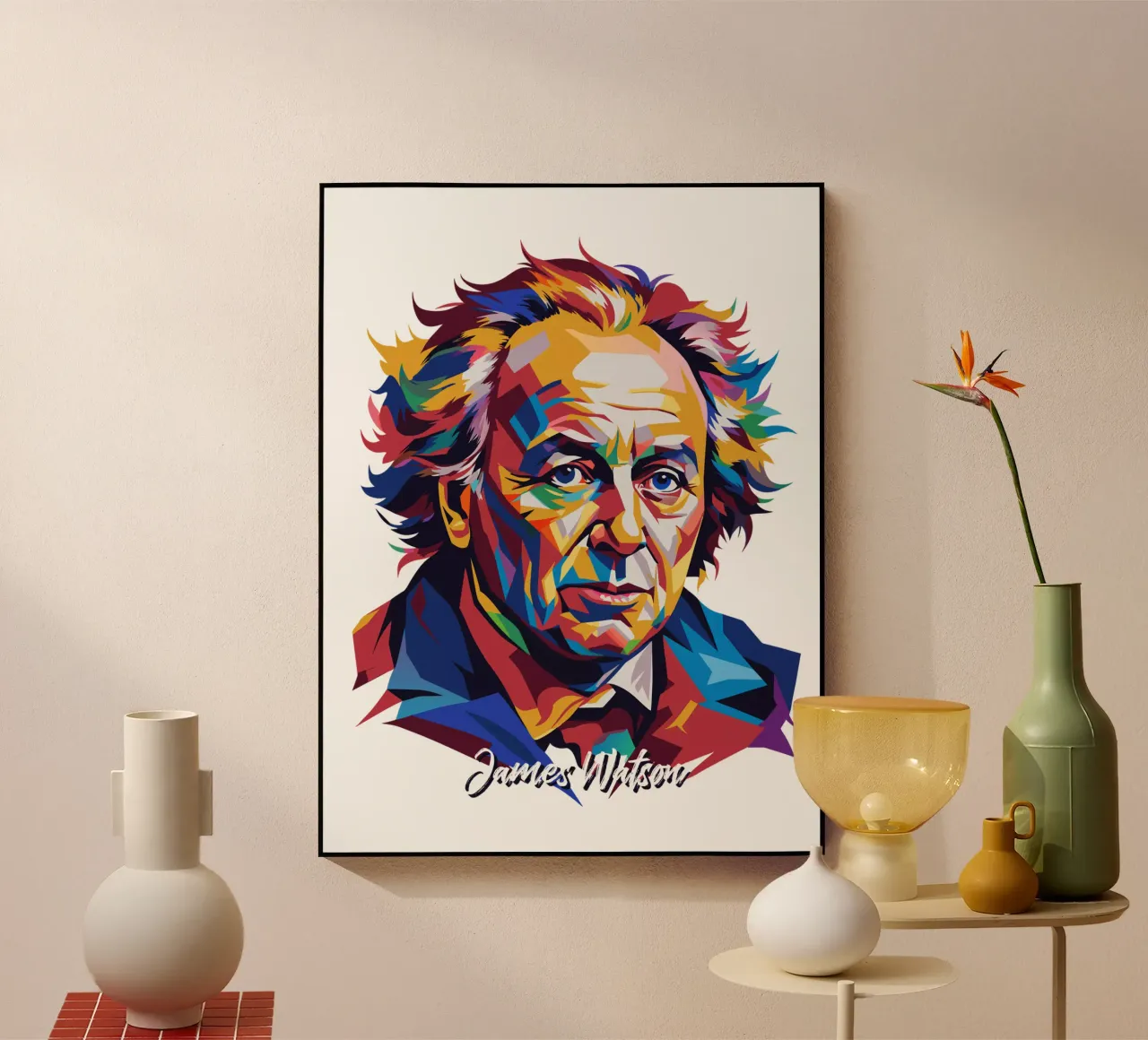 James Watson in WPAP Pop Art acryl van vectorartnesia