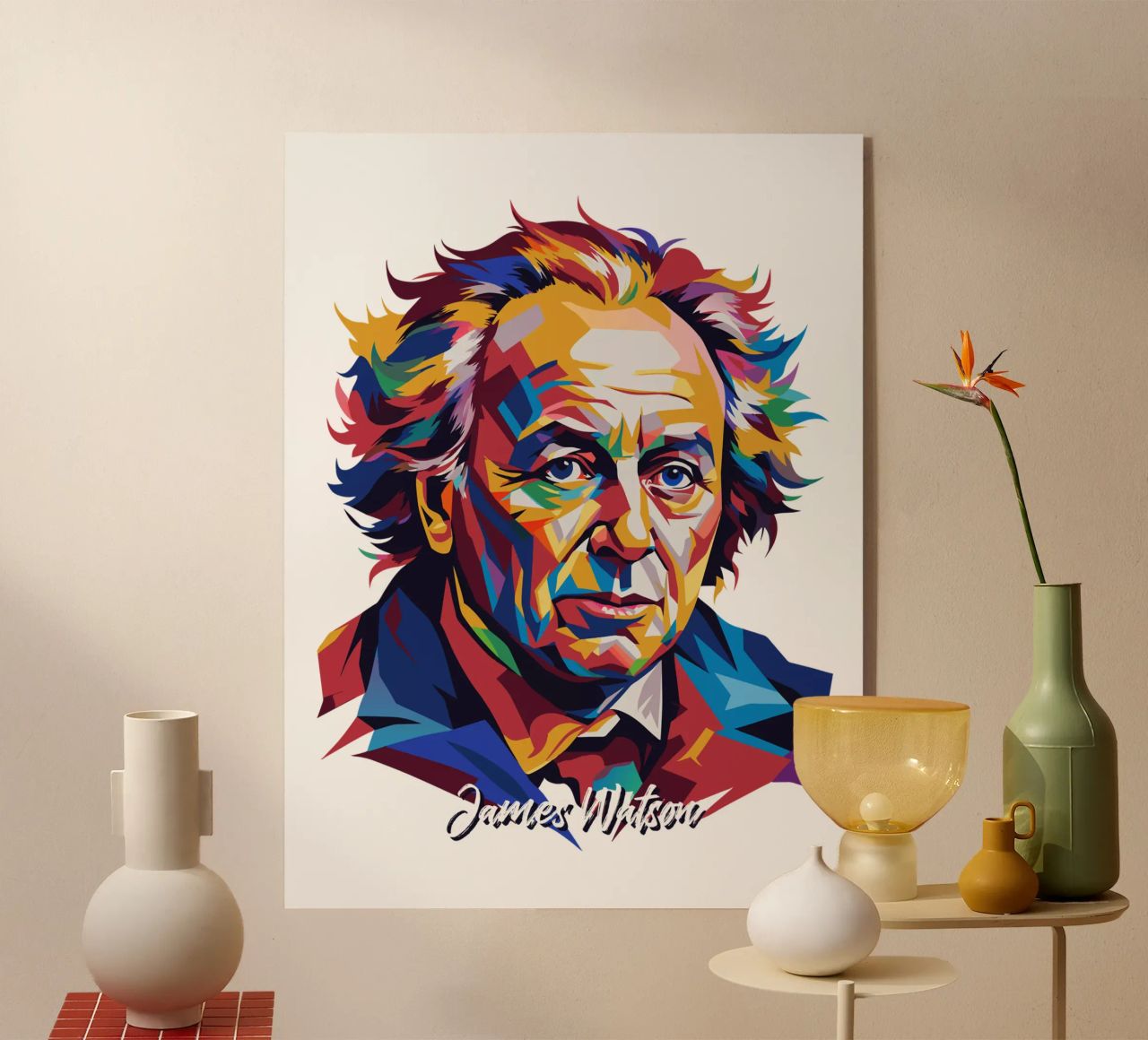 James Watson in WPAP Pop Art plexiglass da vectorartnesia