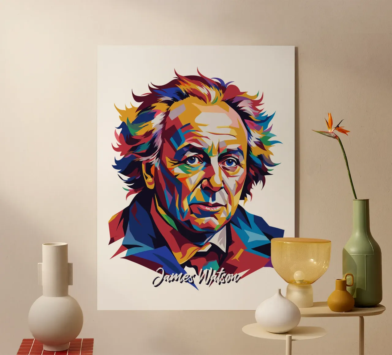 James Watson in WPAP Pop Art acryl van vectorartnesia
