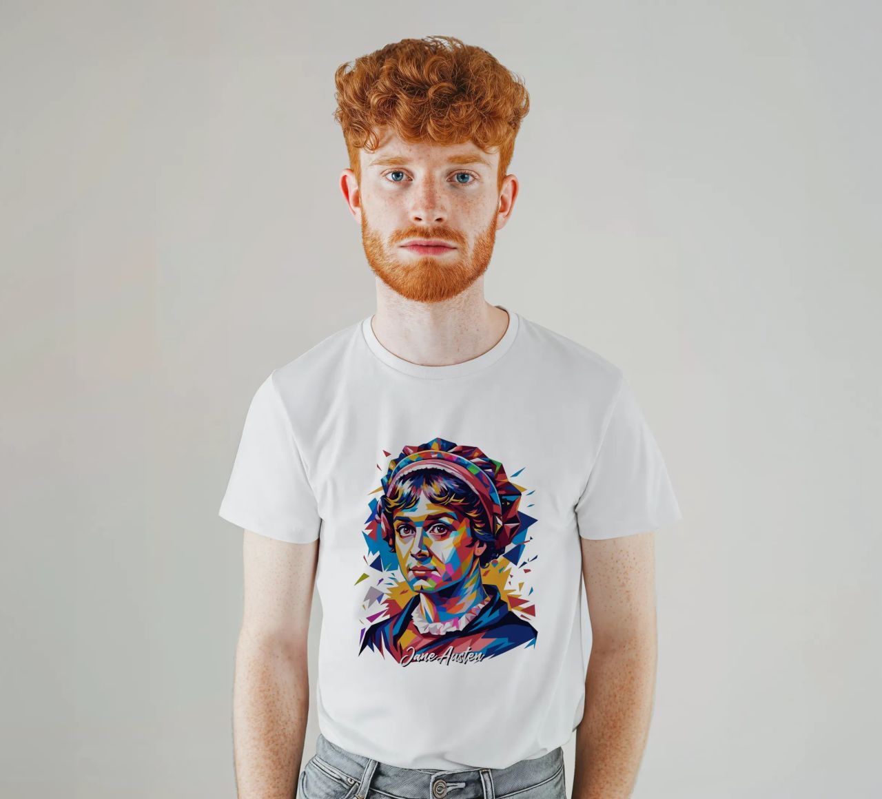 Jane Austen in WPAP Pop Art t-shirt da vectorartnesia