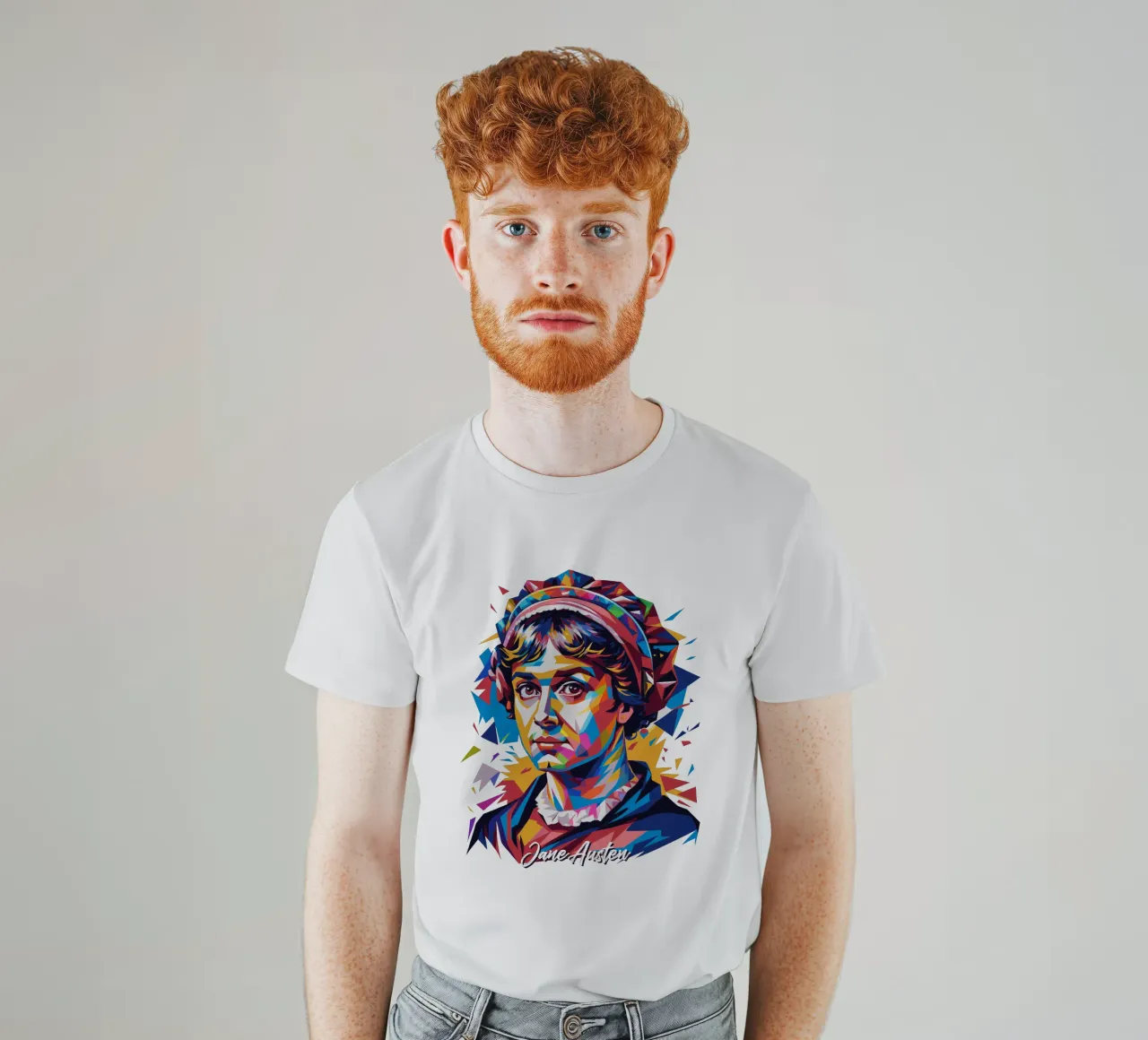 Jane Austen in WPAP Pop Art t-shirt da vectorartnesia