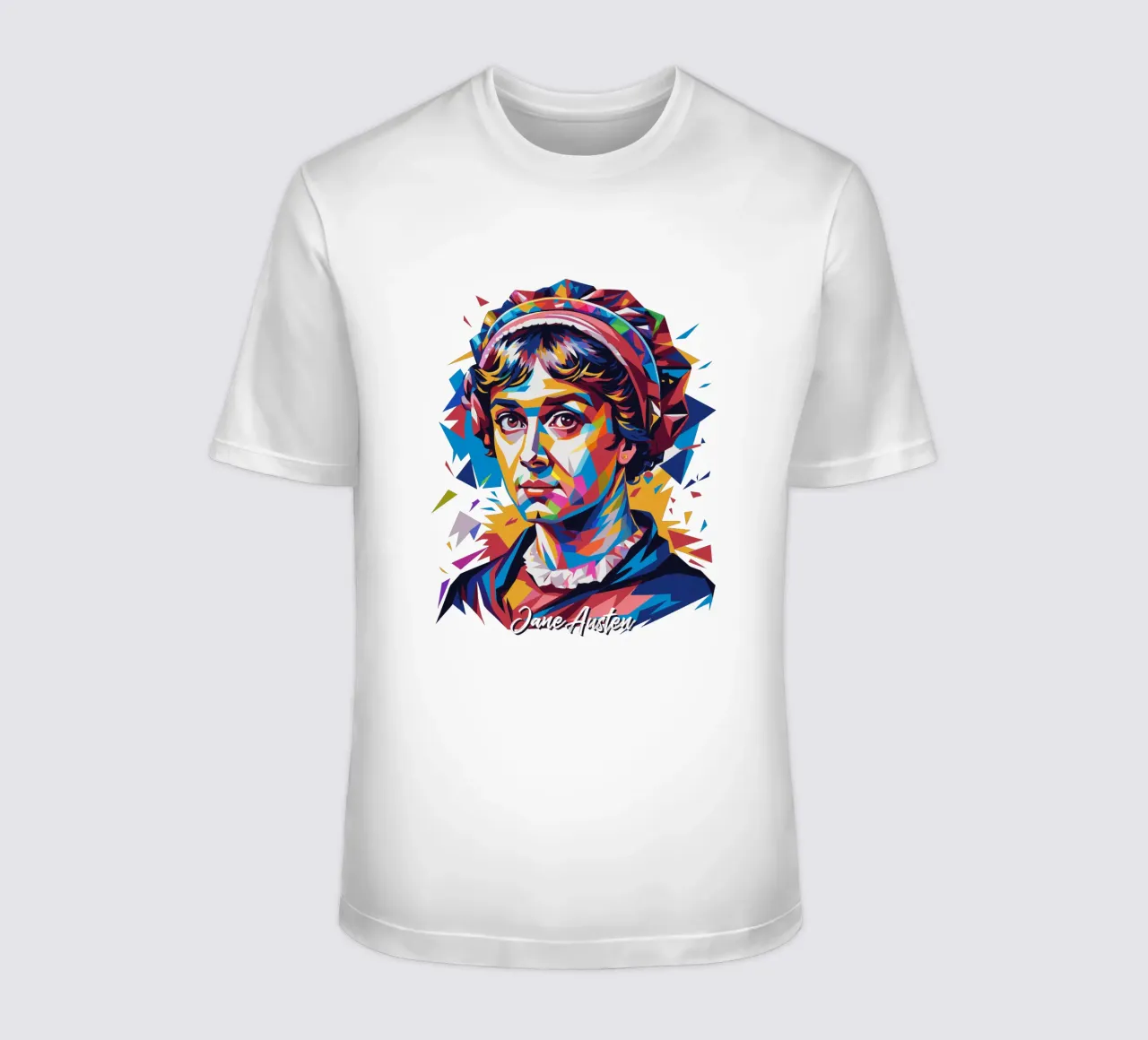 Jane Austen in WPAP Pop Art t-shirt da vectorartnesia
