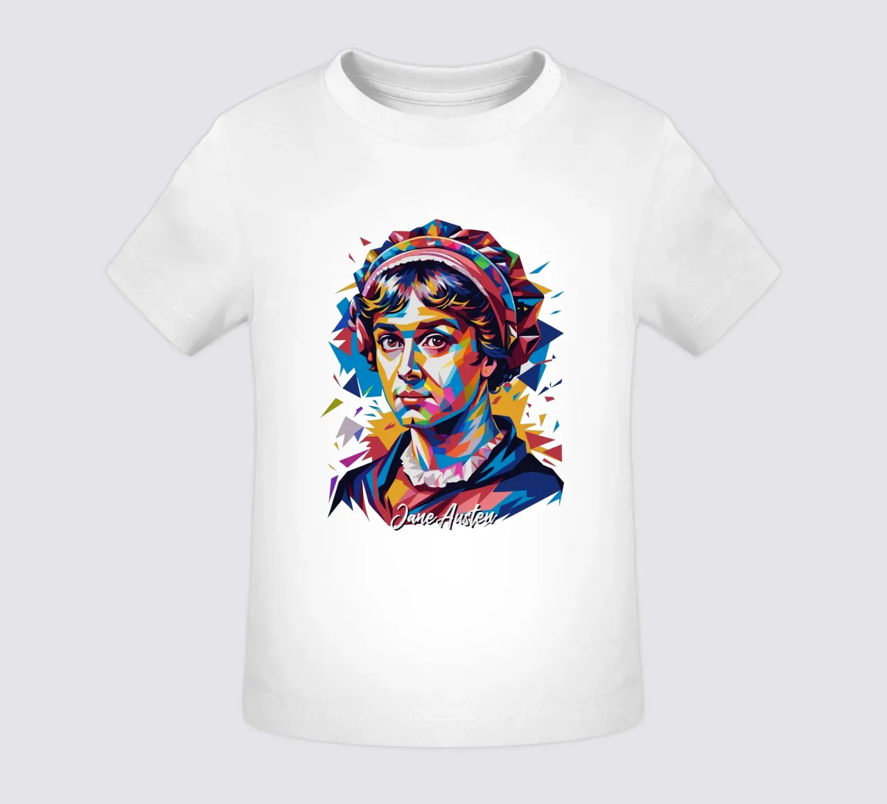 Jane Austen in WPAP Pop Art maglietta neonato da vectorartnesia