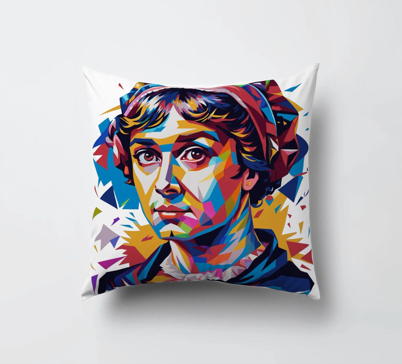 Jane Austen in WPAP Pop Art cuscino da vectorartnesia