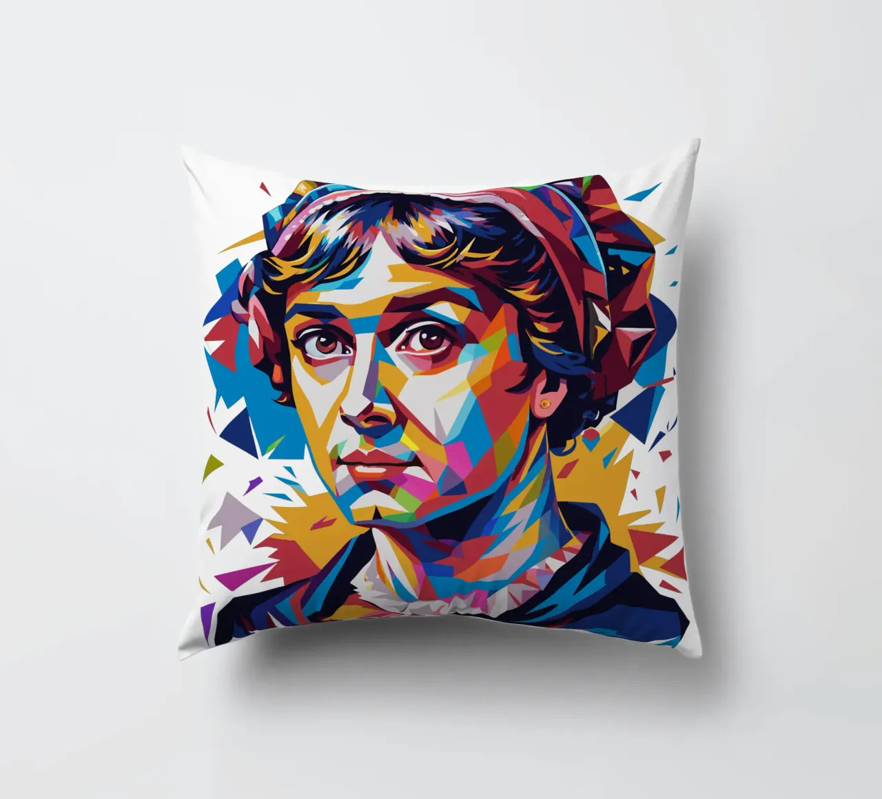 Jane Austen in WPAP Pop Art cuscino da vectorartnesia