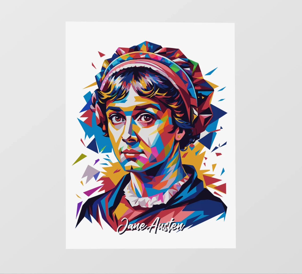 Jane Austen in WPAP Pop Art pellicola backlit da vectorartnesia