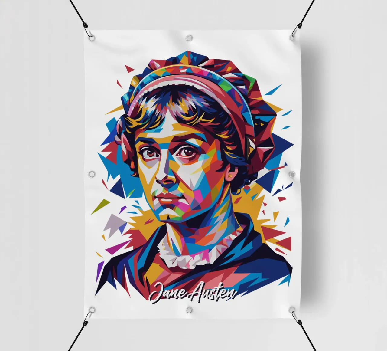 Jane Austen in WPAP Pop Art telo in pvc da vectorartnesia