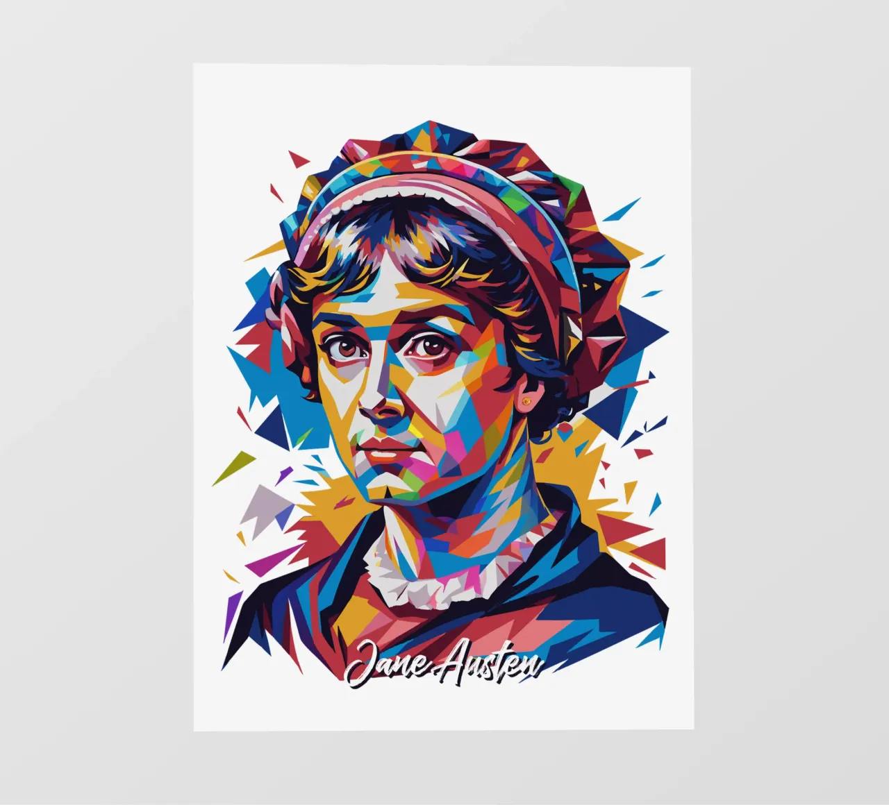 Jane Austen in WPAP Pop Art telo in pvc da vectorartnesia