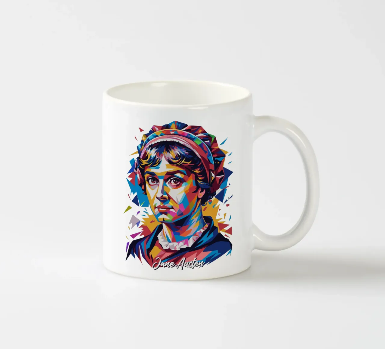Jane Austen in WPAP Pop Art mug en céramique de vectorartnesia