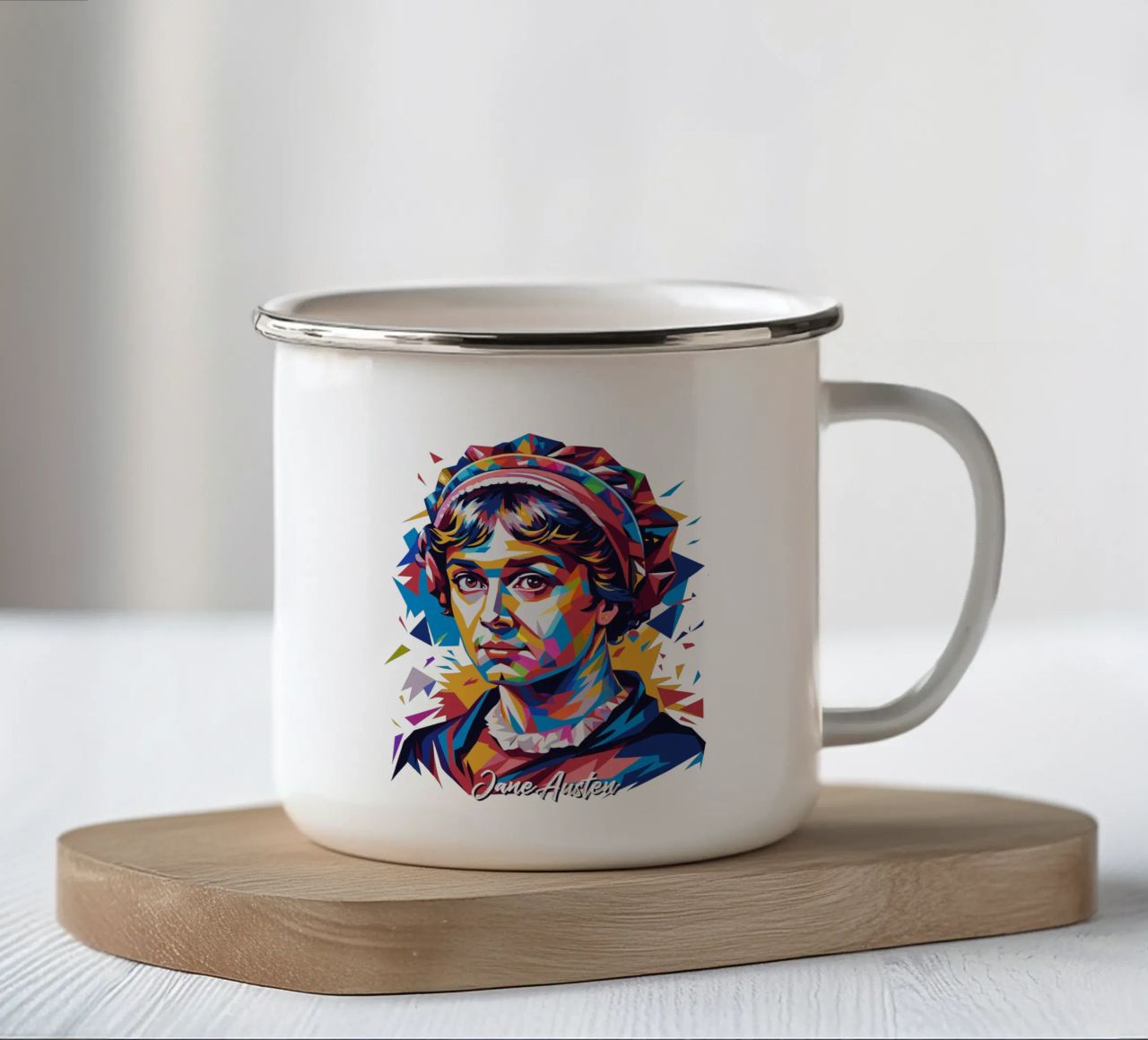 Jane Austen in WPAP Pop Art tazza in smalto da vectorartnesia