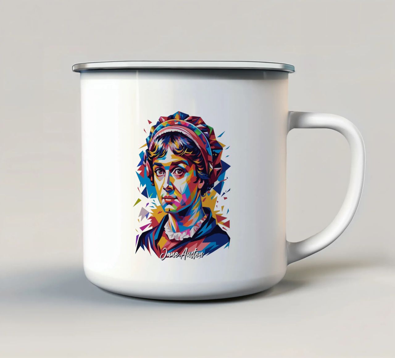 Jane Austen in WPAP Pop Art tazza in smalto da vectorartnesia