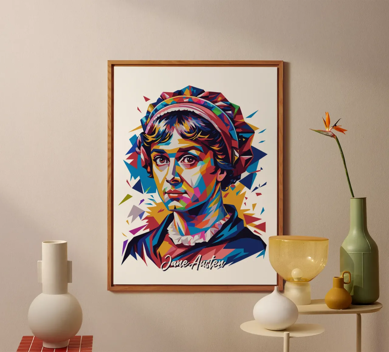 Jane Austen in WPAP Pop Art alluminio dibond da vectorartnesia
