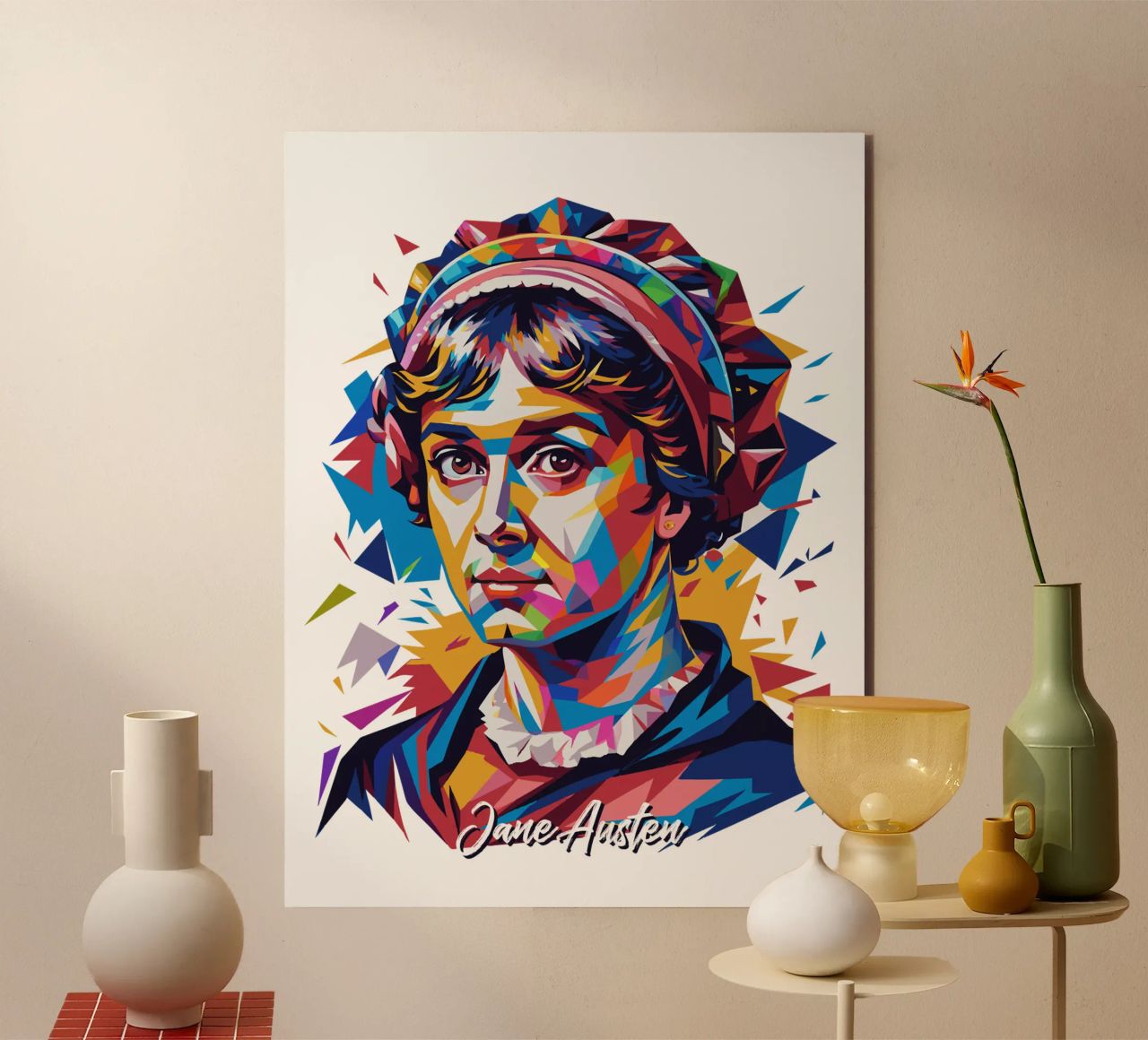 Jane Austen in WPAP Pop Art alluminio dibond da vectorartnesia