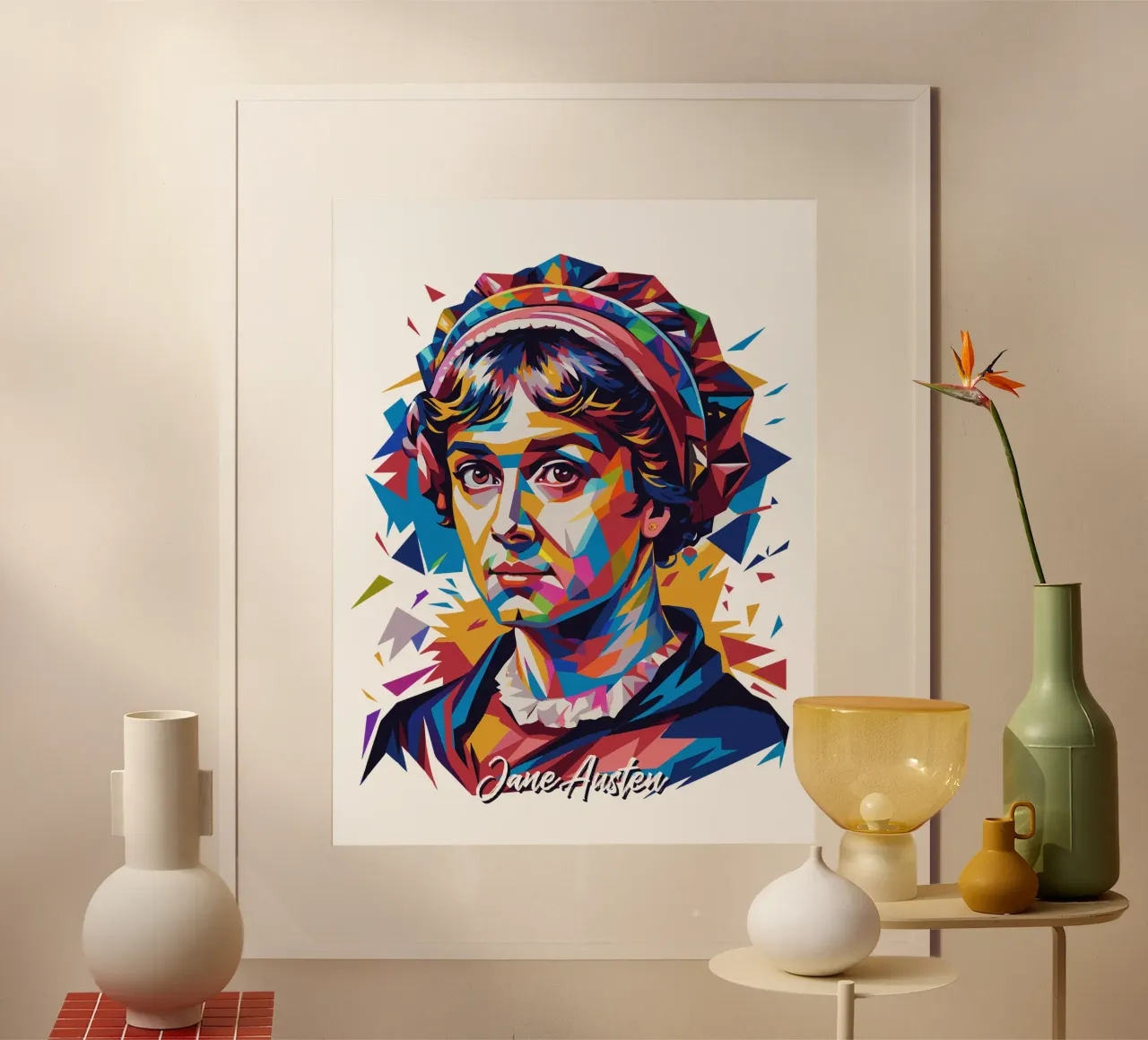 Jane Austen in WPAP Pop Art carta hahnemühle da vectorartnesia