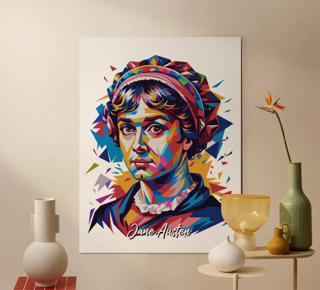 Jane Austen in WPAP Pop Art carta hahnemühle da vectorartnesia