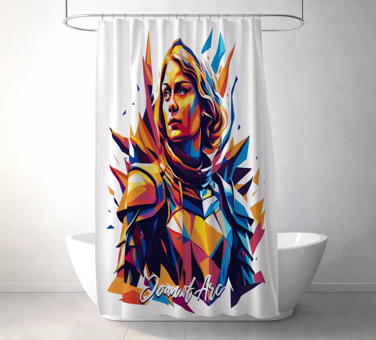 Joan of Arc WPAP Pop Art cortina de baño de vectorartnesia