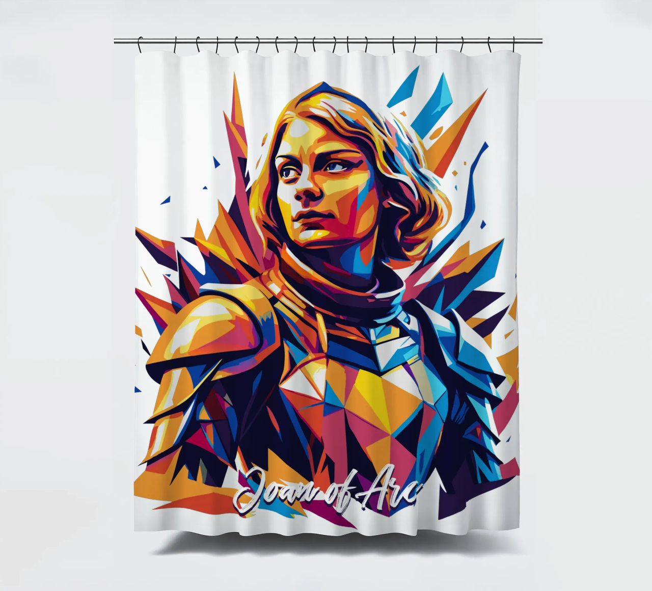Joan of Arc WPAP Pop Art cortina de baño de vectorartnesia