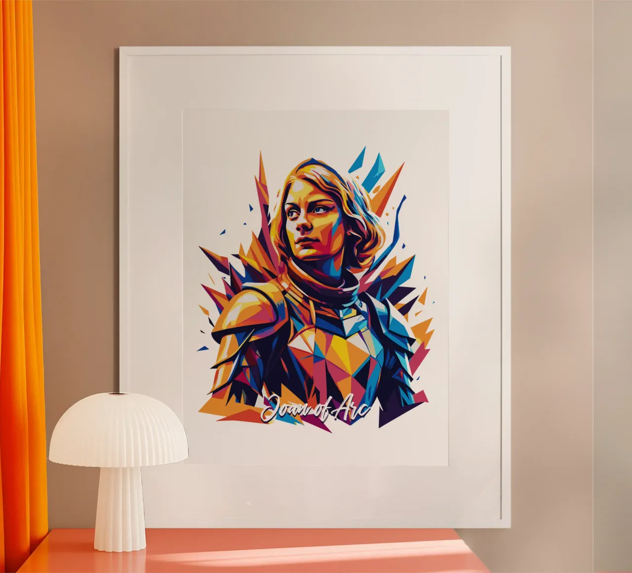 Joan of Arc WPAP Pop Art poster con telaio in plastica da vectorartnesia
