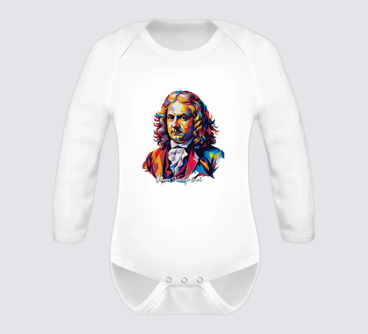 Johann Sebastian Bach in WPAP Pop Art body neonato maniche lunghe da vectorartnesia