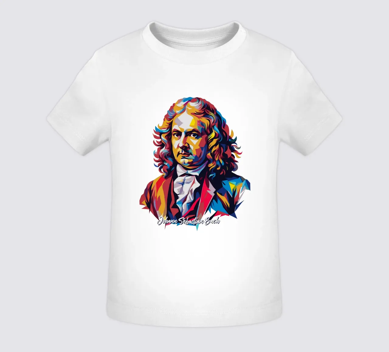 Johann Sebastian Bach in WPAP Pop Art baby t-shirt by vectorartnesia