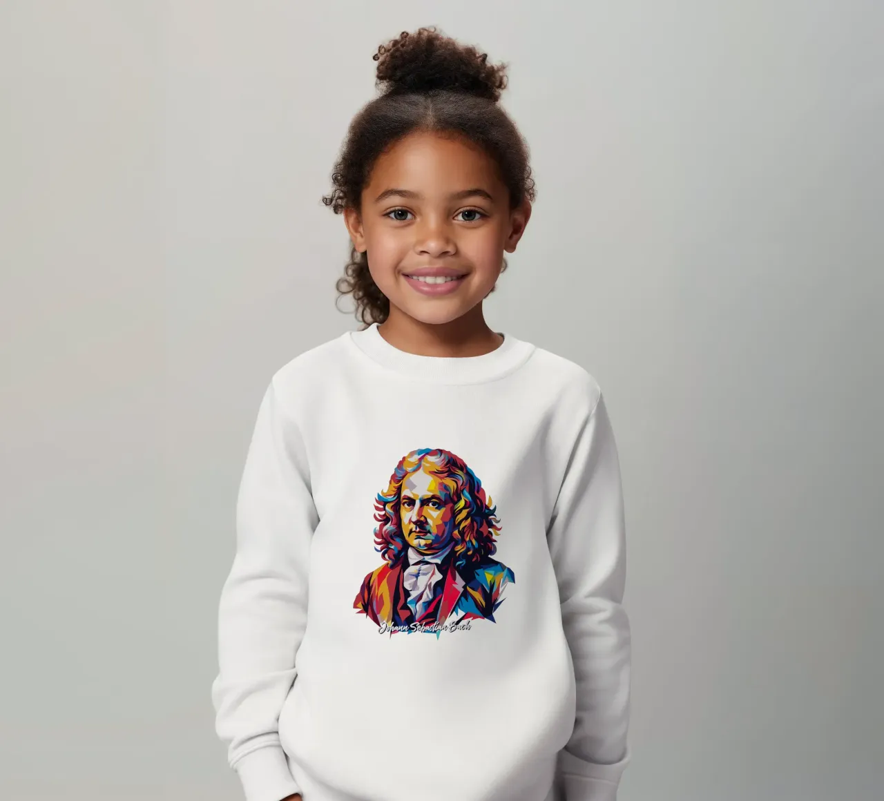 Johann Sebastian Bach in WPAP Pop Art Kinder Sweatshirt von vectorartnesia