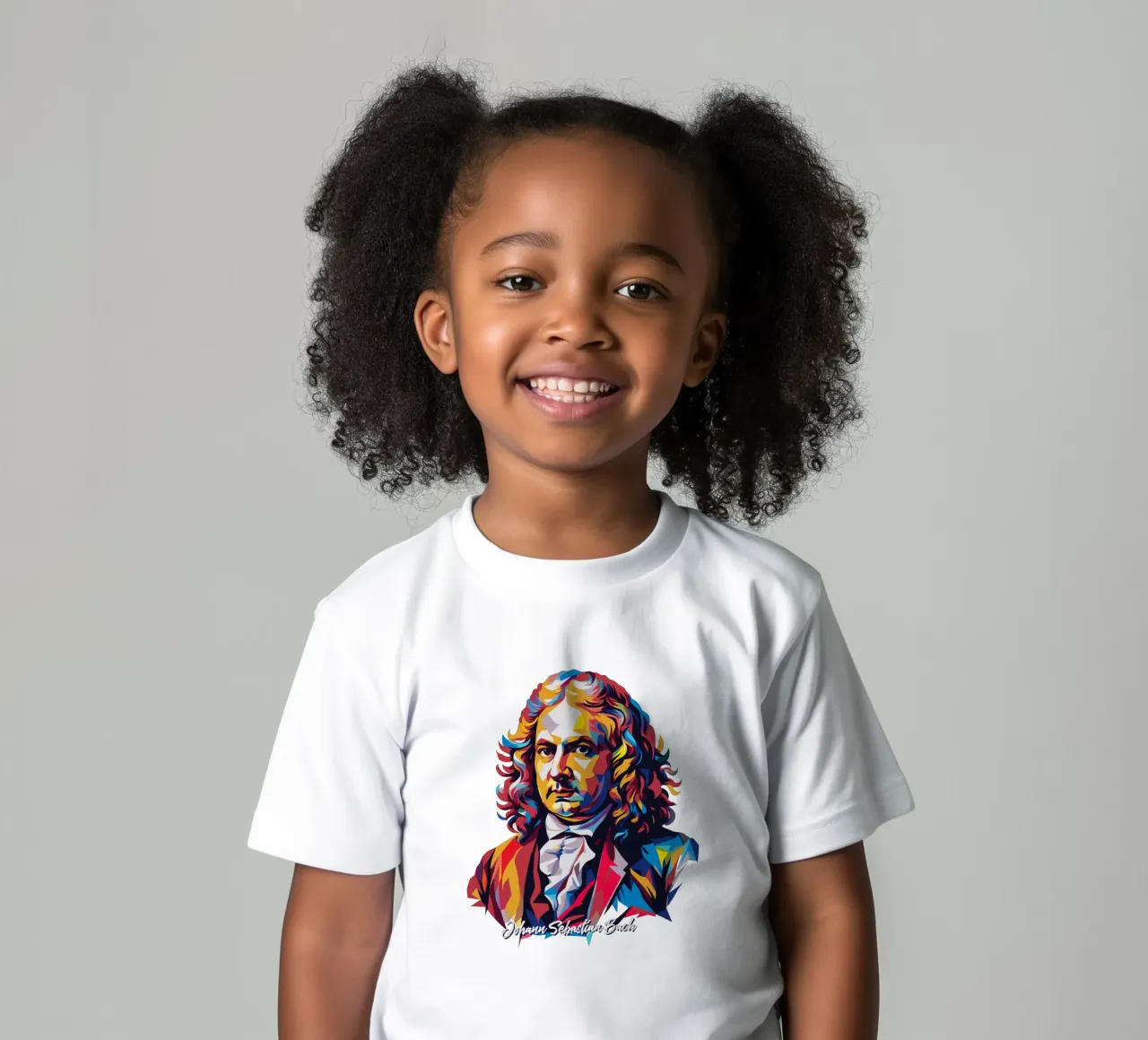 Johann Sebastian Bach in WPAP Pop Art t-shirt bambini da vectorartnesia