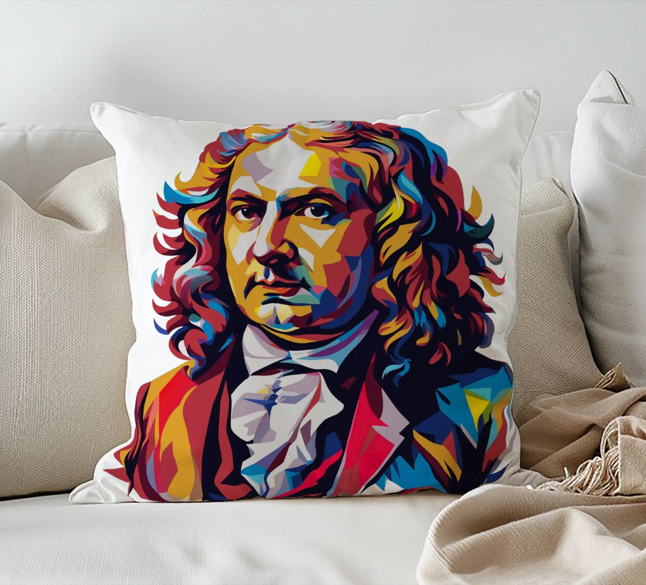 Johann Sebastian Bach in WPAP Pop Art cuscino da vectorartnesia