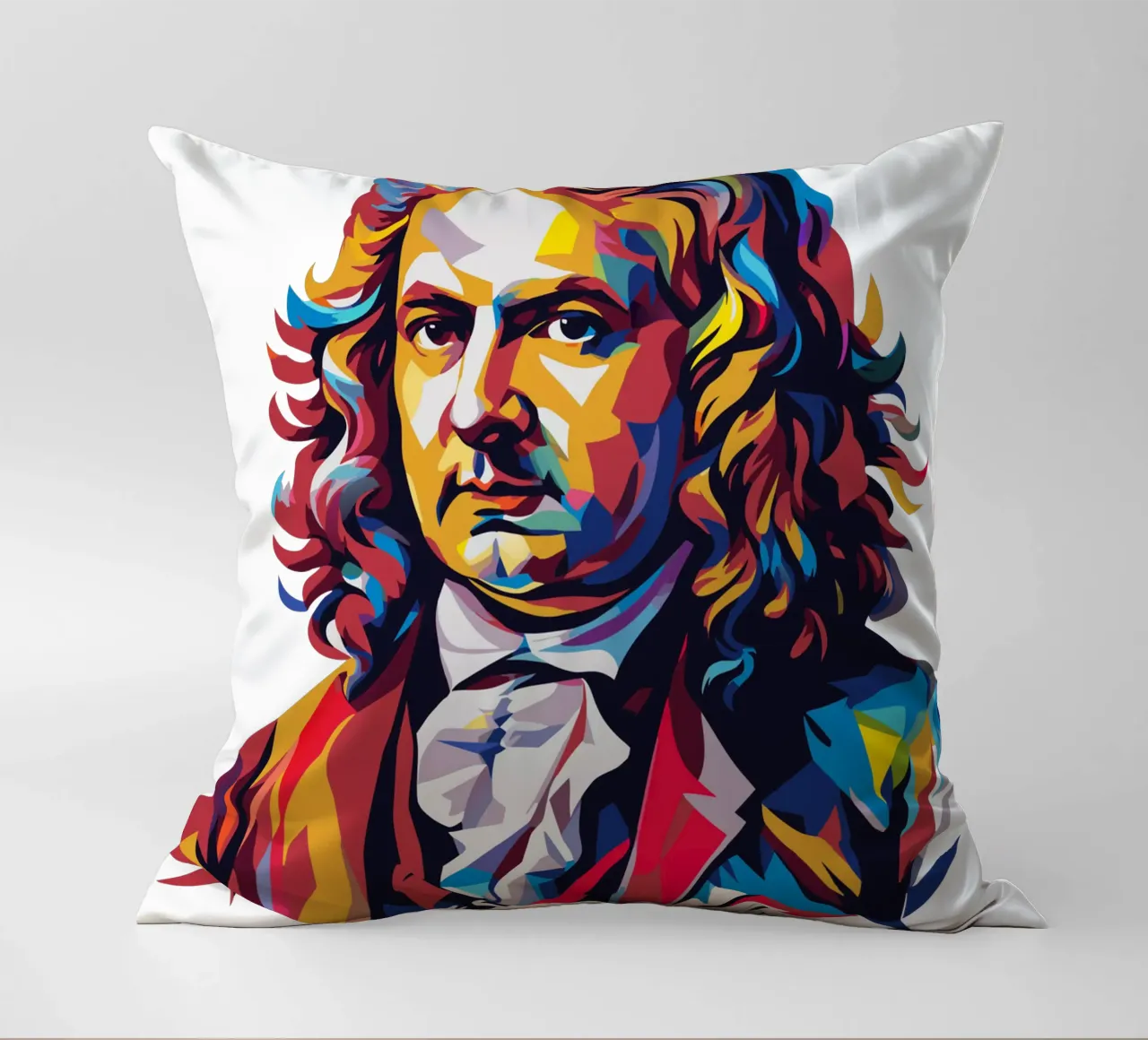 Johann Sebastian Bach in WPAP Pop Art Kissen von vectorartnesia