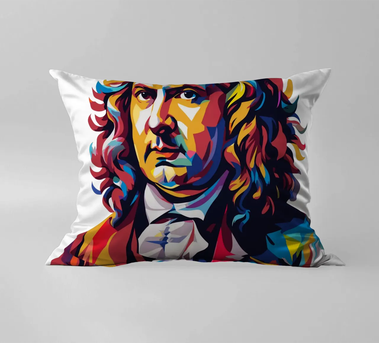 Johann Sebastian Bach in WPAP Pop Art Kissen von vectorartnesia