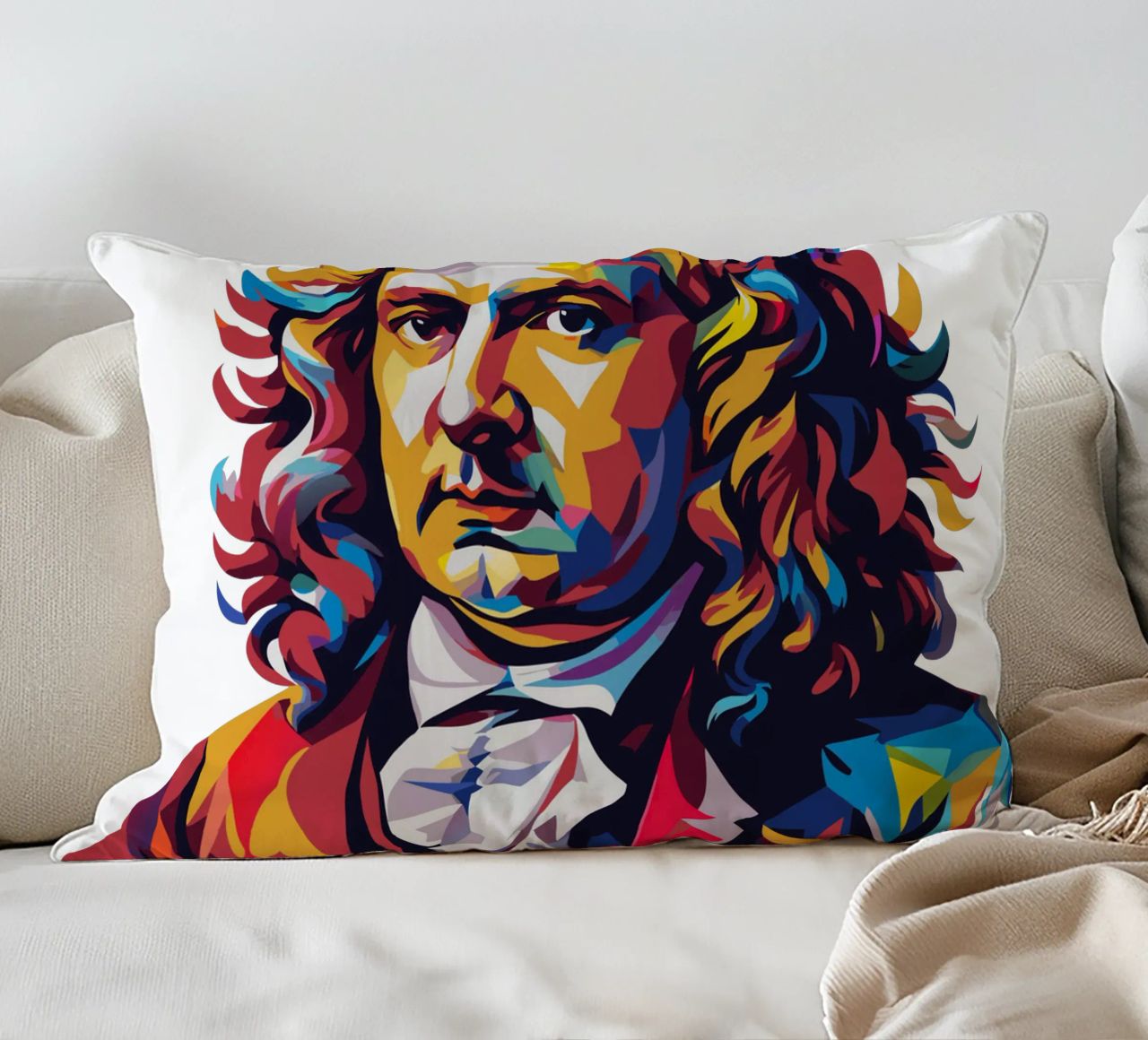 Johann Sebastian Bach in WPAP Pop Art cuscino da vectorartnesia