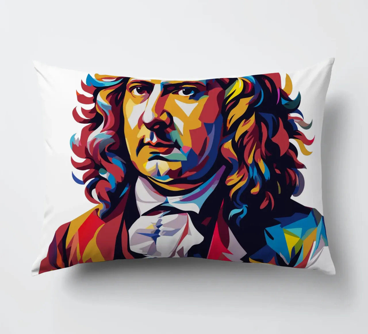 Johann Sebastian Bach in WPAP Pop Art Kissen von vectorartnesia