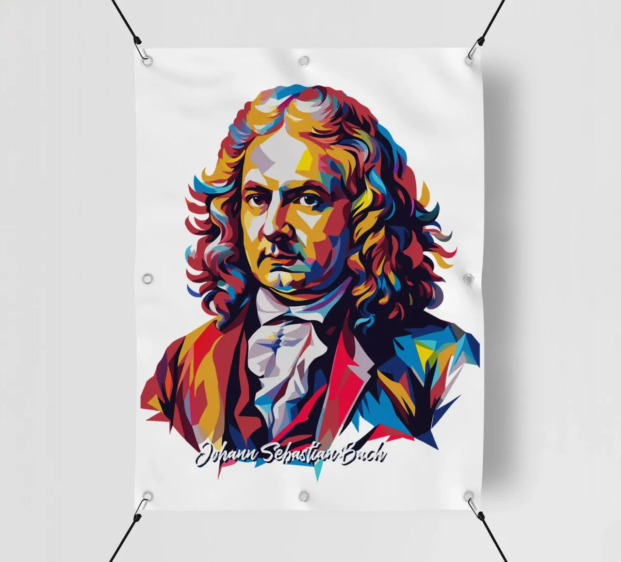 Johann Sebastian Bach in WPAP Pop Art telo in pvc da vectorartnesia