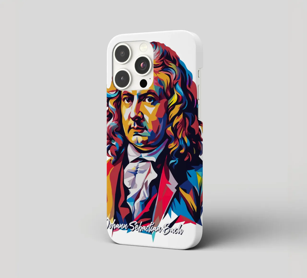 Johann Sebastian Bach in WPAP Pop Art cover iphone da vectorartnesia