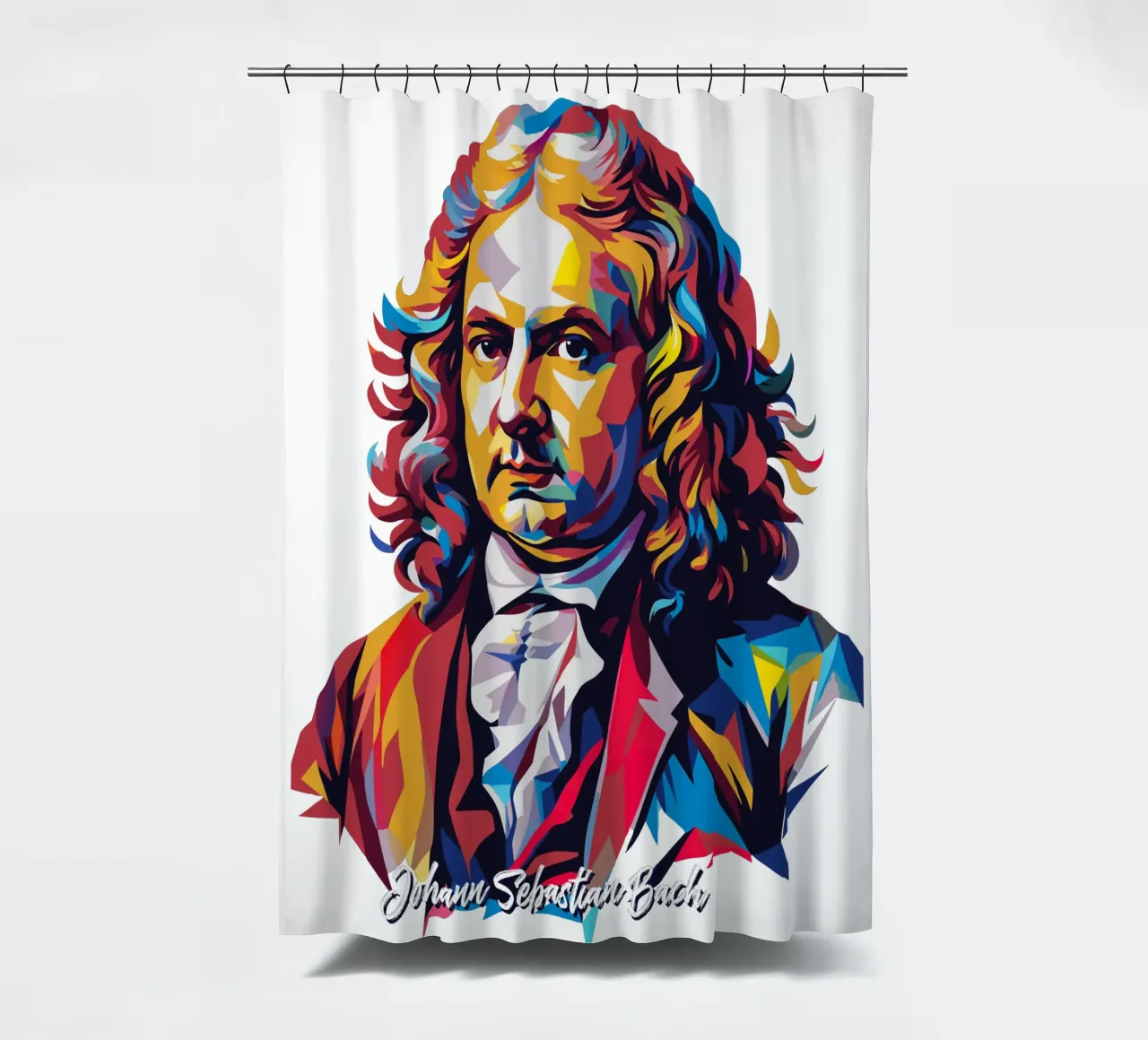 Johann Sebastian Bach in WPAP Pop Art tenda da doccia da vectorartnesia