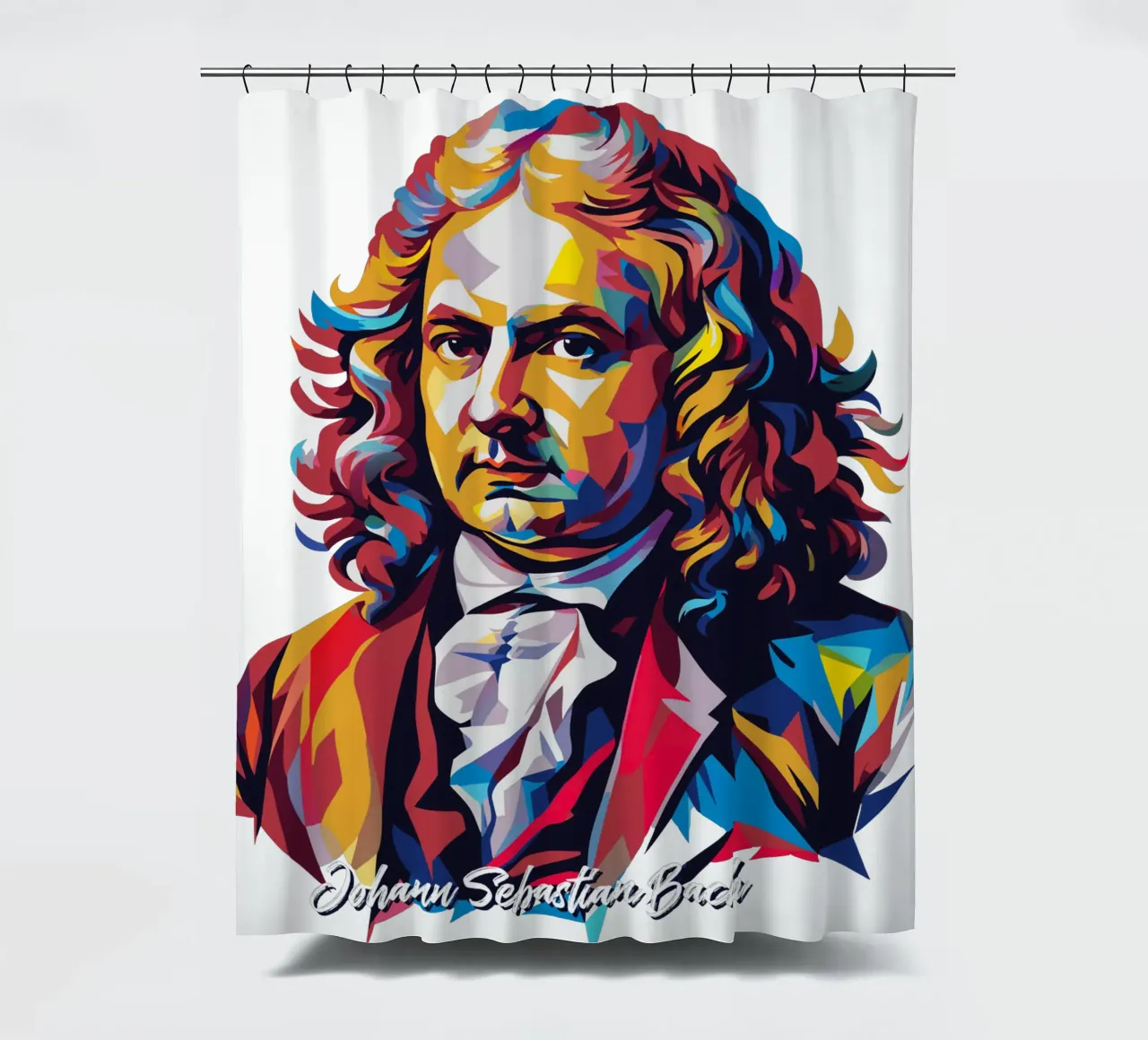 Johann Sebastian Bach in WPAP Pop Art tenda da doccia da vectorartnesia