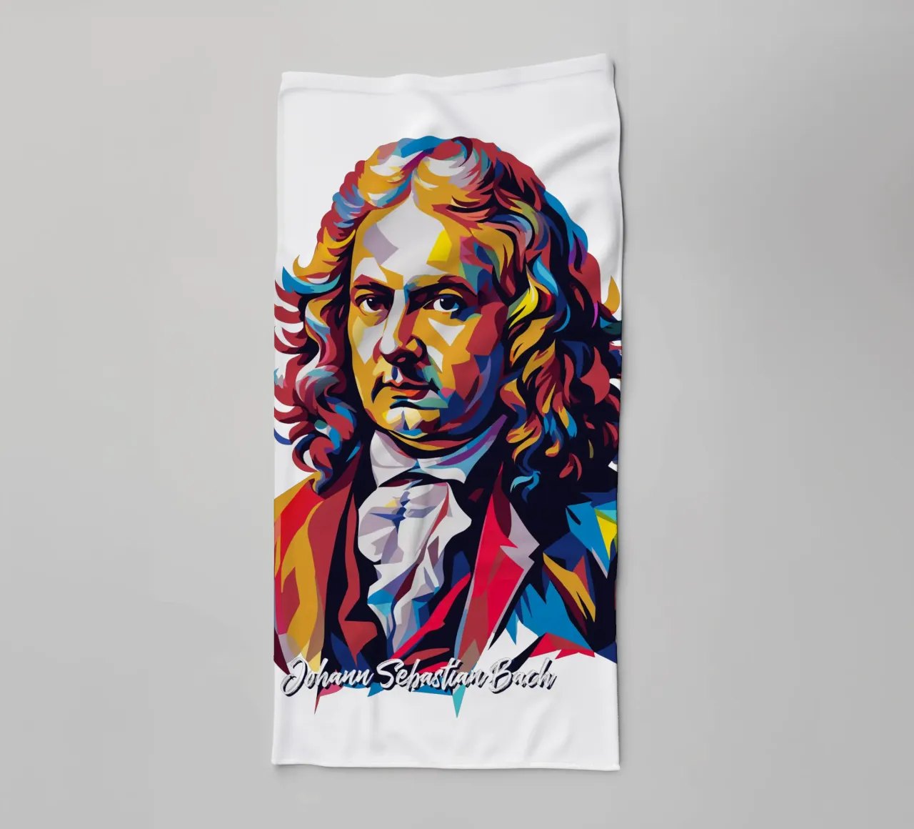 Johann Sebastian Bach in WPAP Pop Art badhanddoek van vectorartnesia