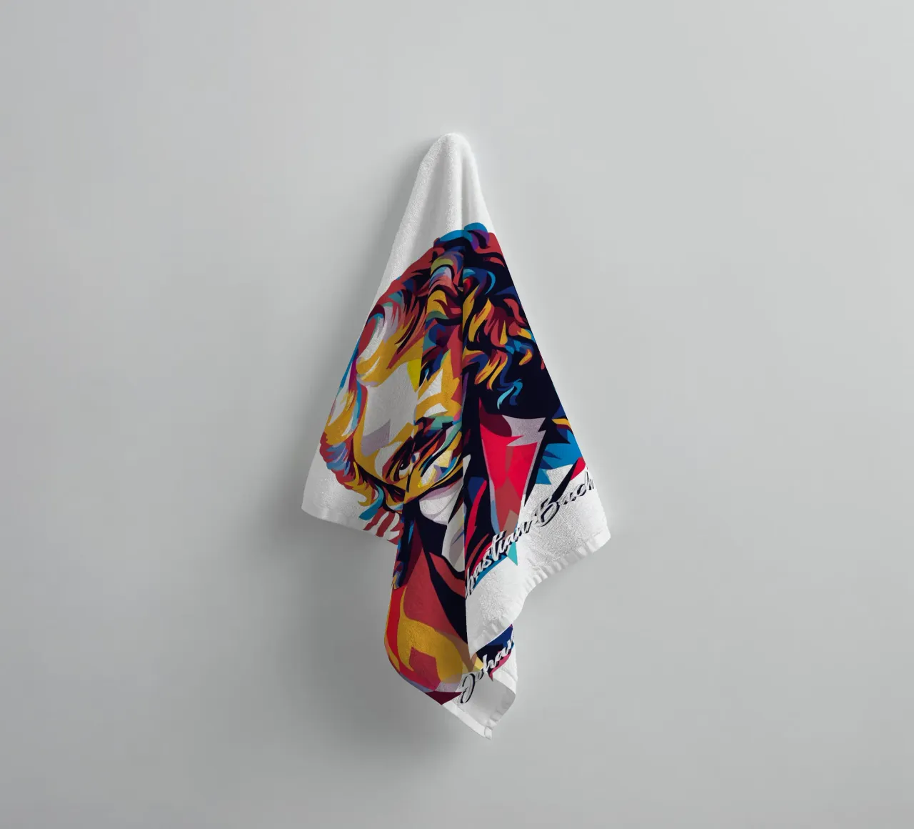 Johann Sebastian Bach in WPAP Pop Art towel by vectorartnesia