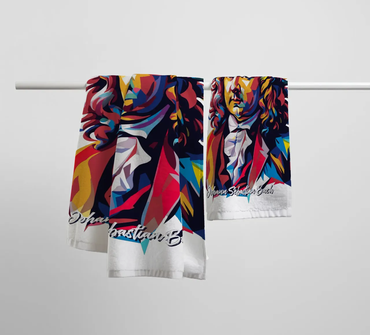 Johann Sebastian Bach in WPAP Pop Art towel by vectorartnesia