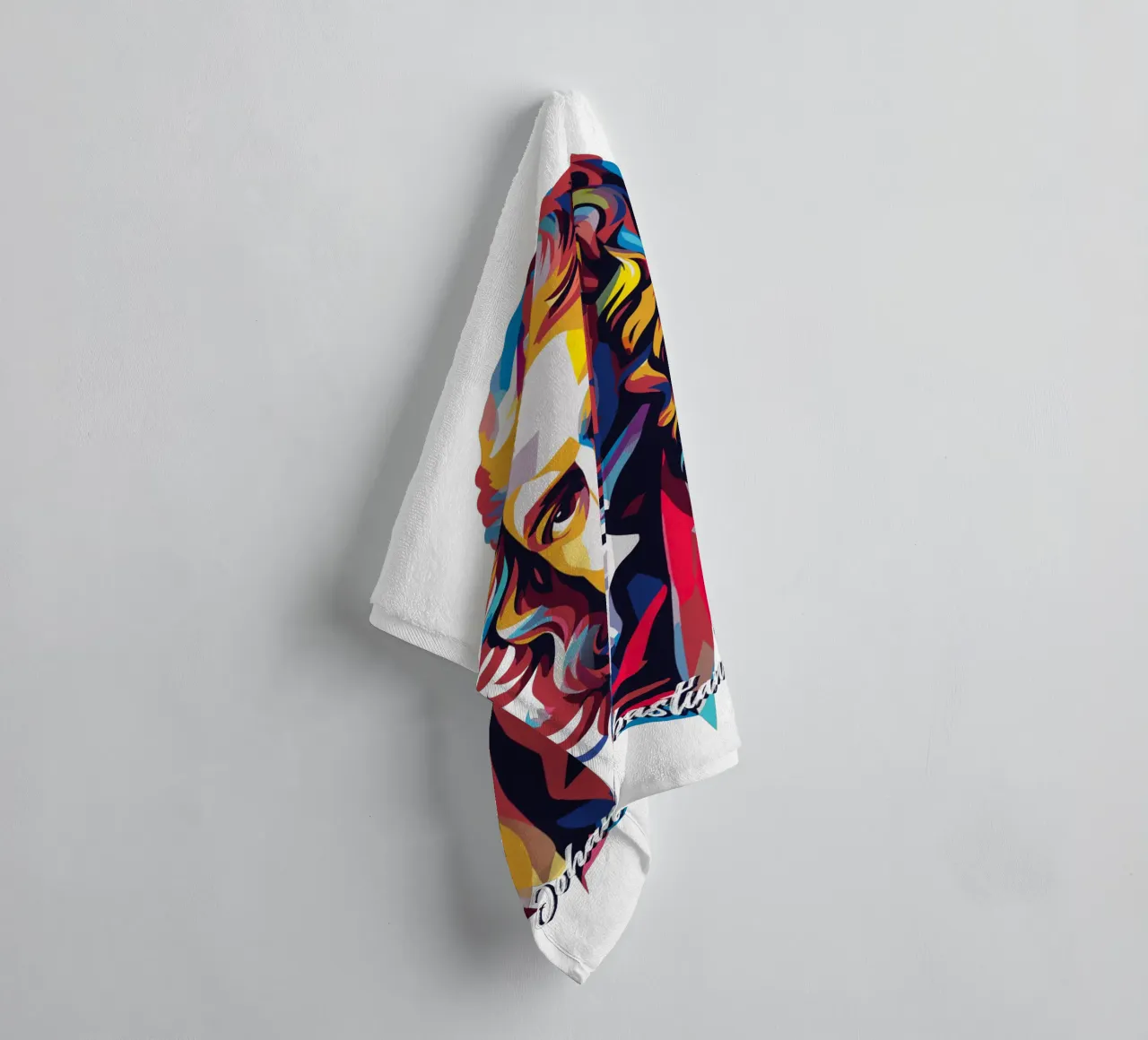 Johann Sebastian Bach in WPAP Pop Art towel by vectorartnesia