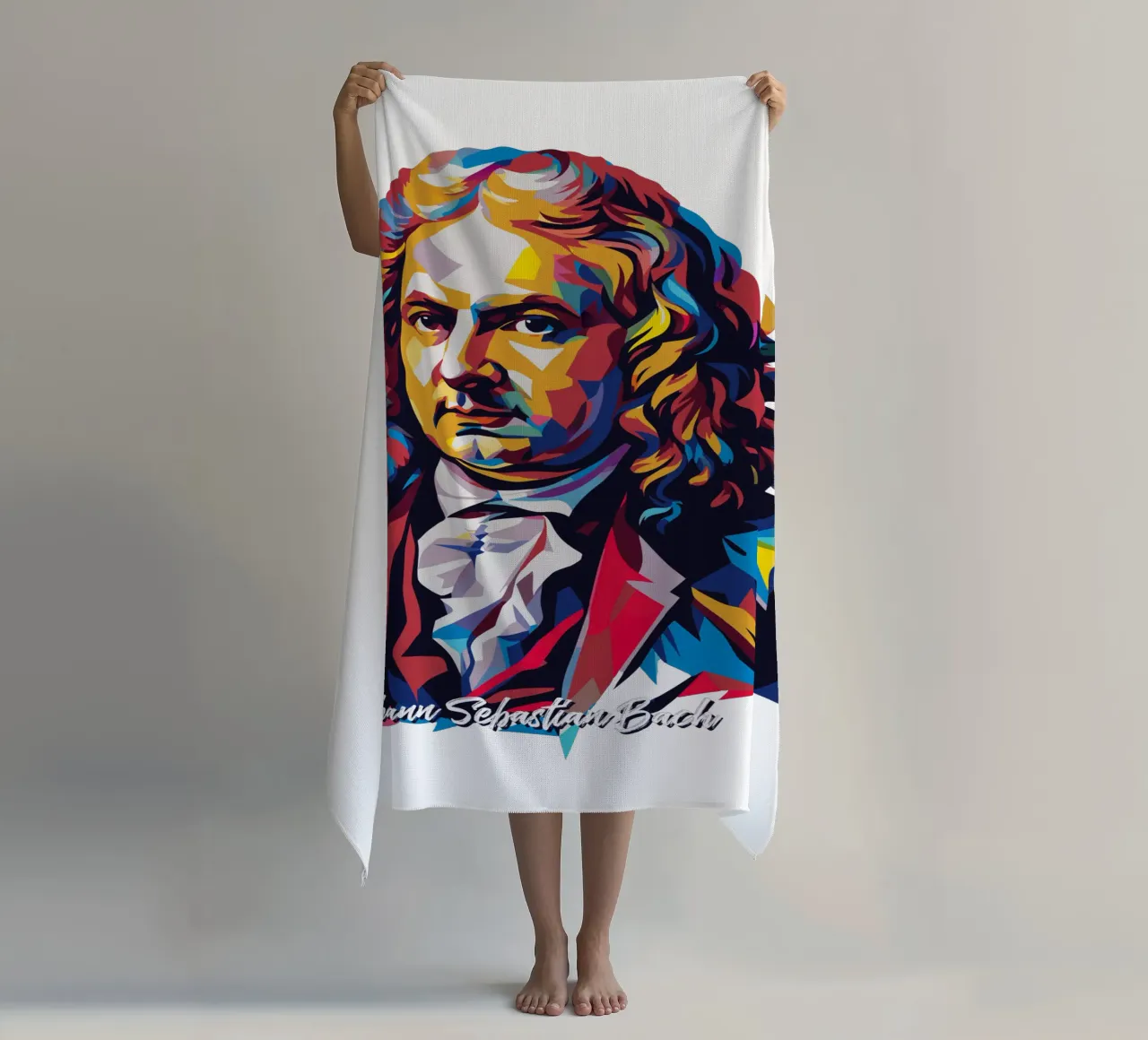 Johann Sebastian Bach in WPAP Pop Art toalla de playa de vectorartnesia