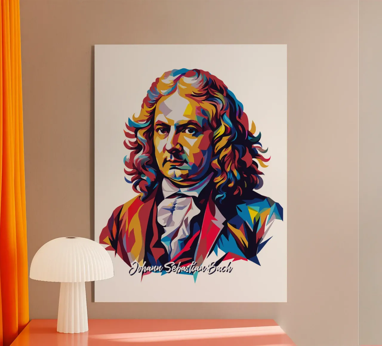 Johann Sebastian Bach in WPAP Pop Art plexiglas de vectorartnesia