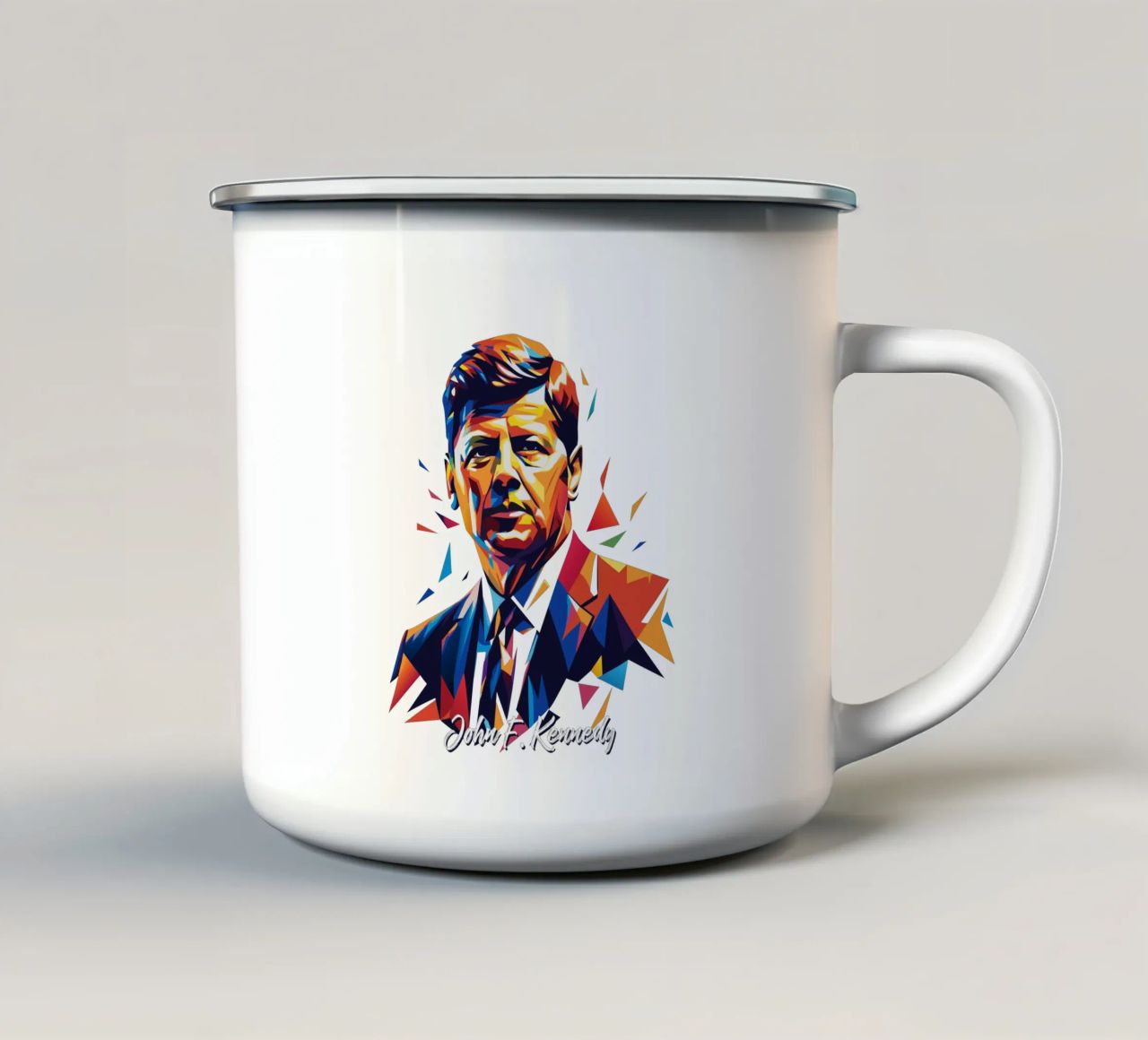 John F. Kennedy WPAP Pop Art tazza in smalto da vectorartnesia