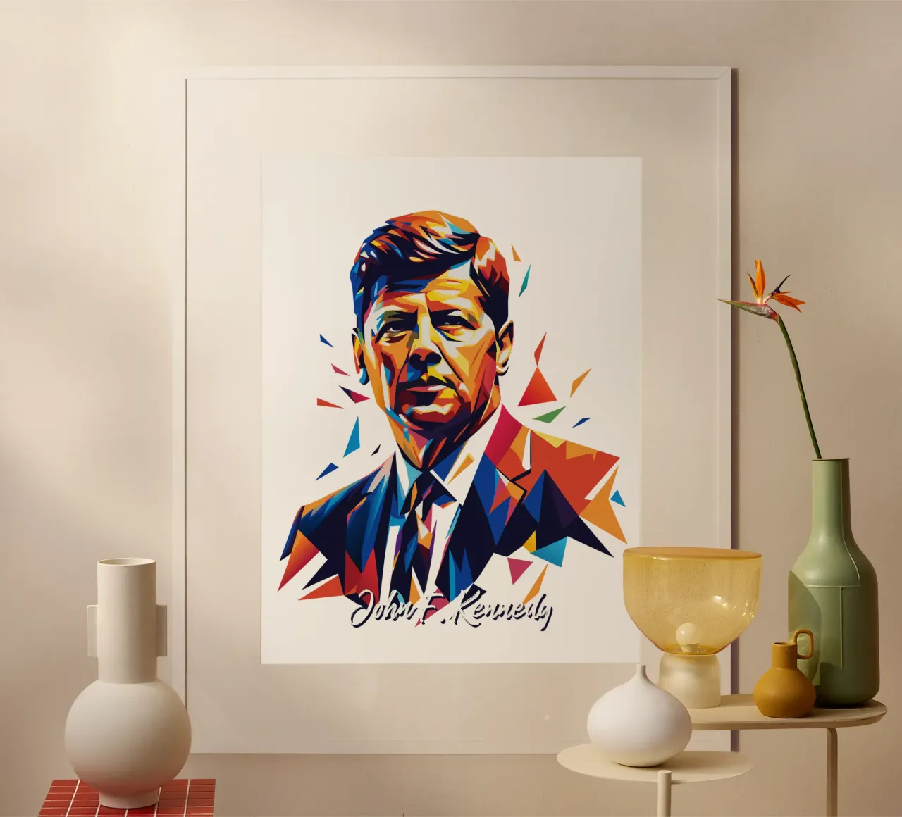 John F. Kennedy WPAP Pop Art carta hahnemühle da vectorartnesia