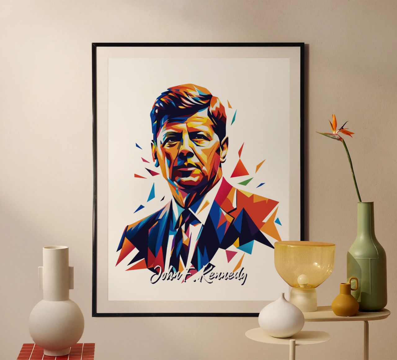 John F. Kennedy WPAP Pop Art carta hahnemühle da vectorartnesia