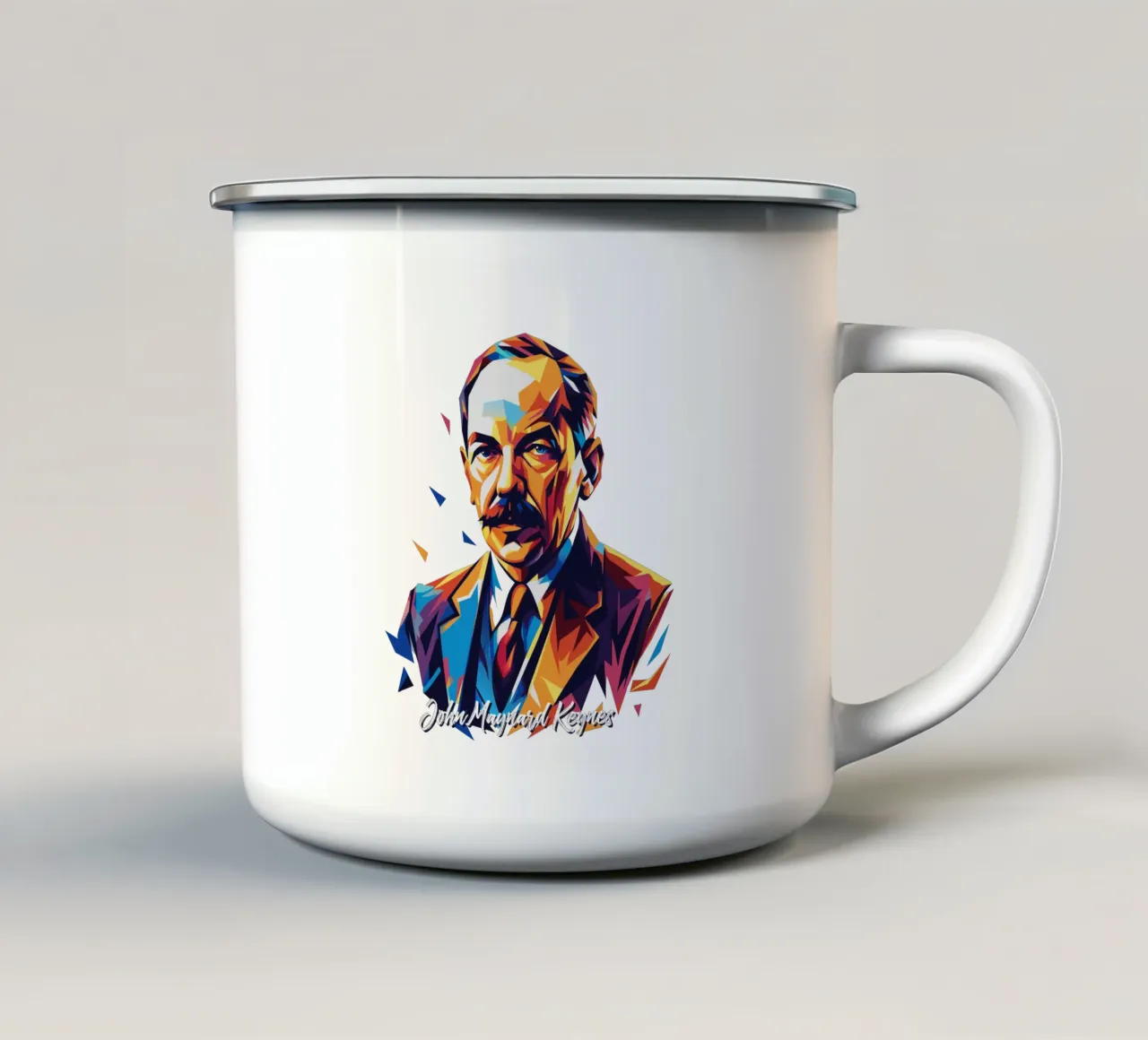 John Maynard Keynes WPAP Pop Art tazza in smalto da vectorartnesia